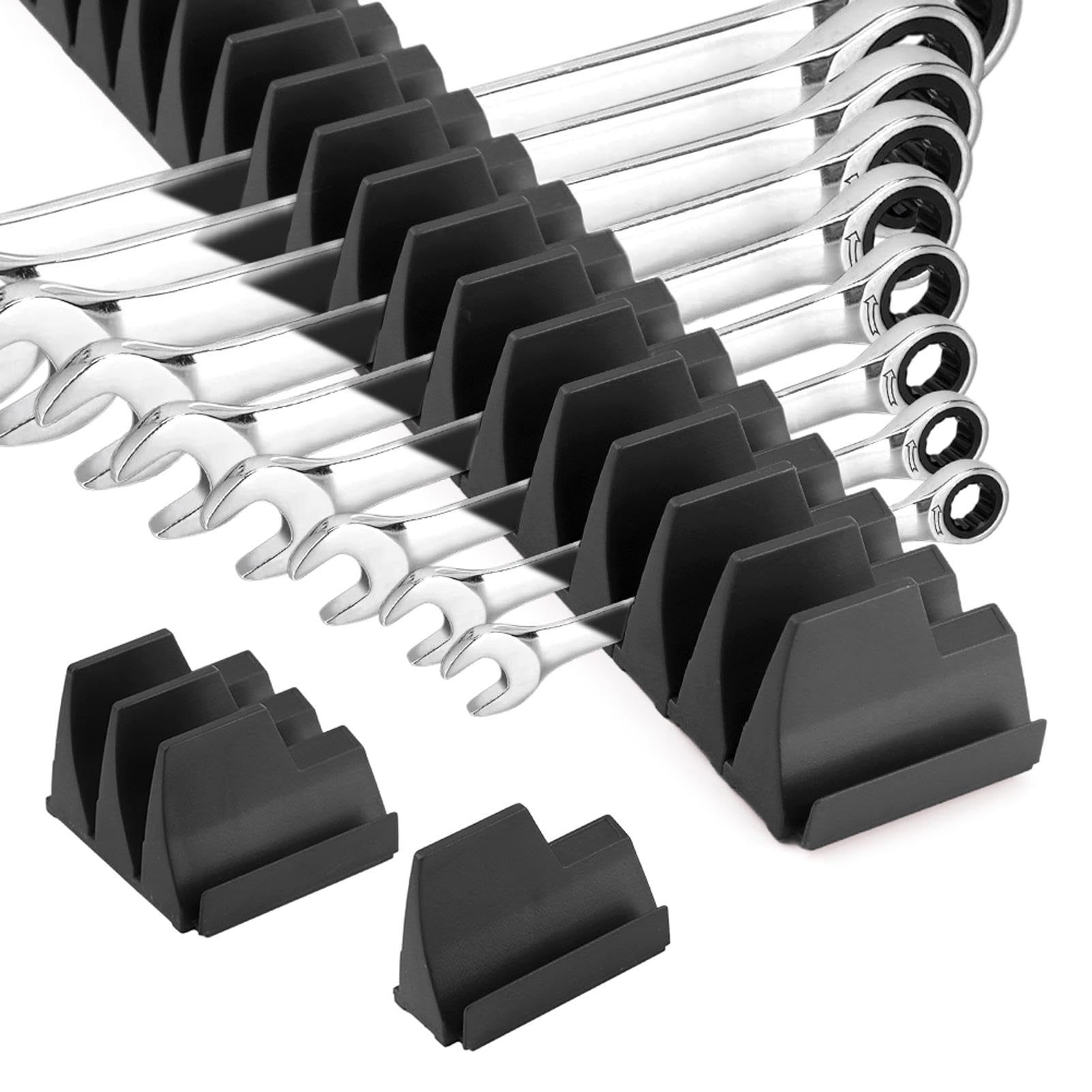 Kisbeibi Magnetic Wrench Organizer | 40-Slot Tool Box Holder – Black