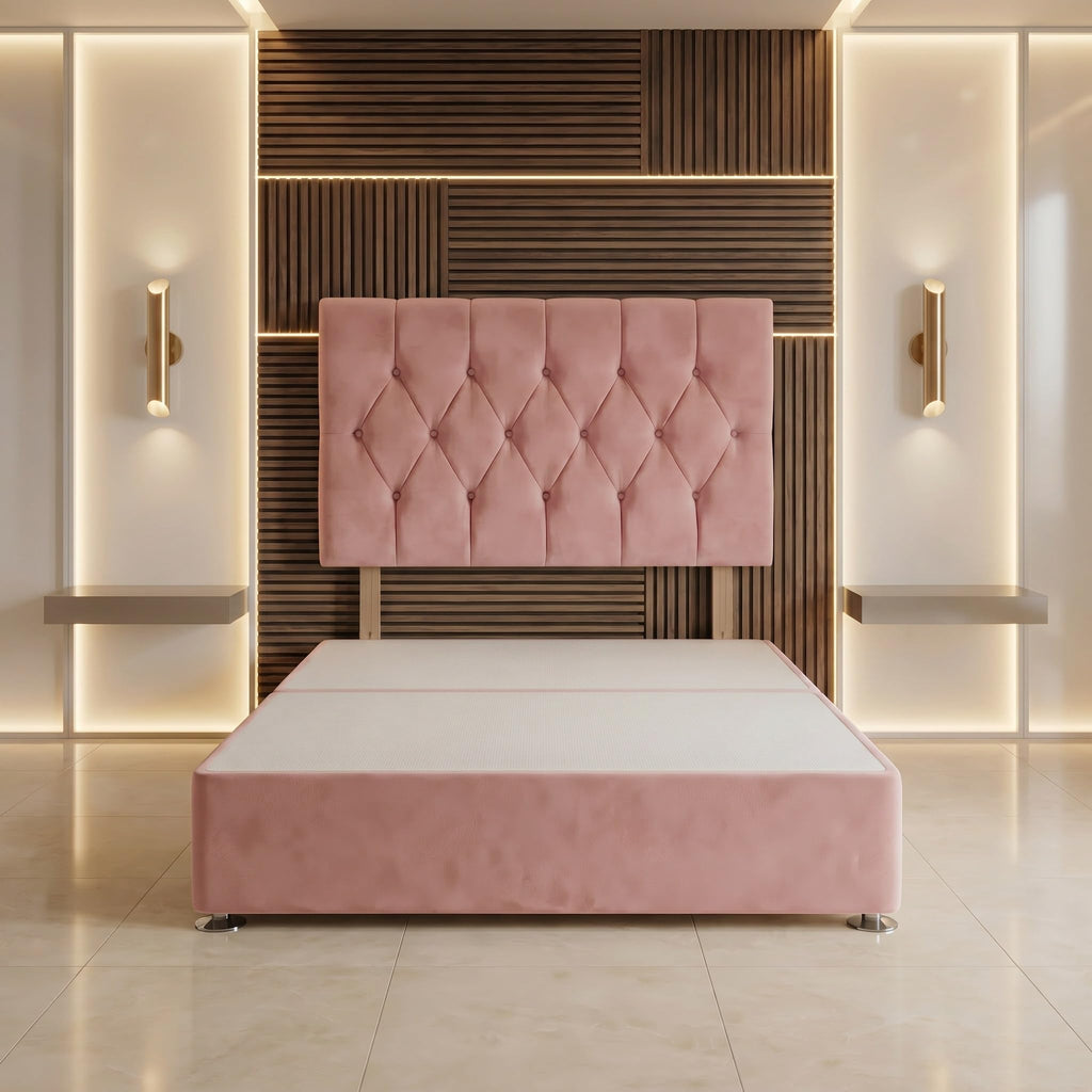 Bed Centre Ziggy Plush Small Single Divan Base 30" Headboard, Pink, 0 Draw - image 4