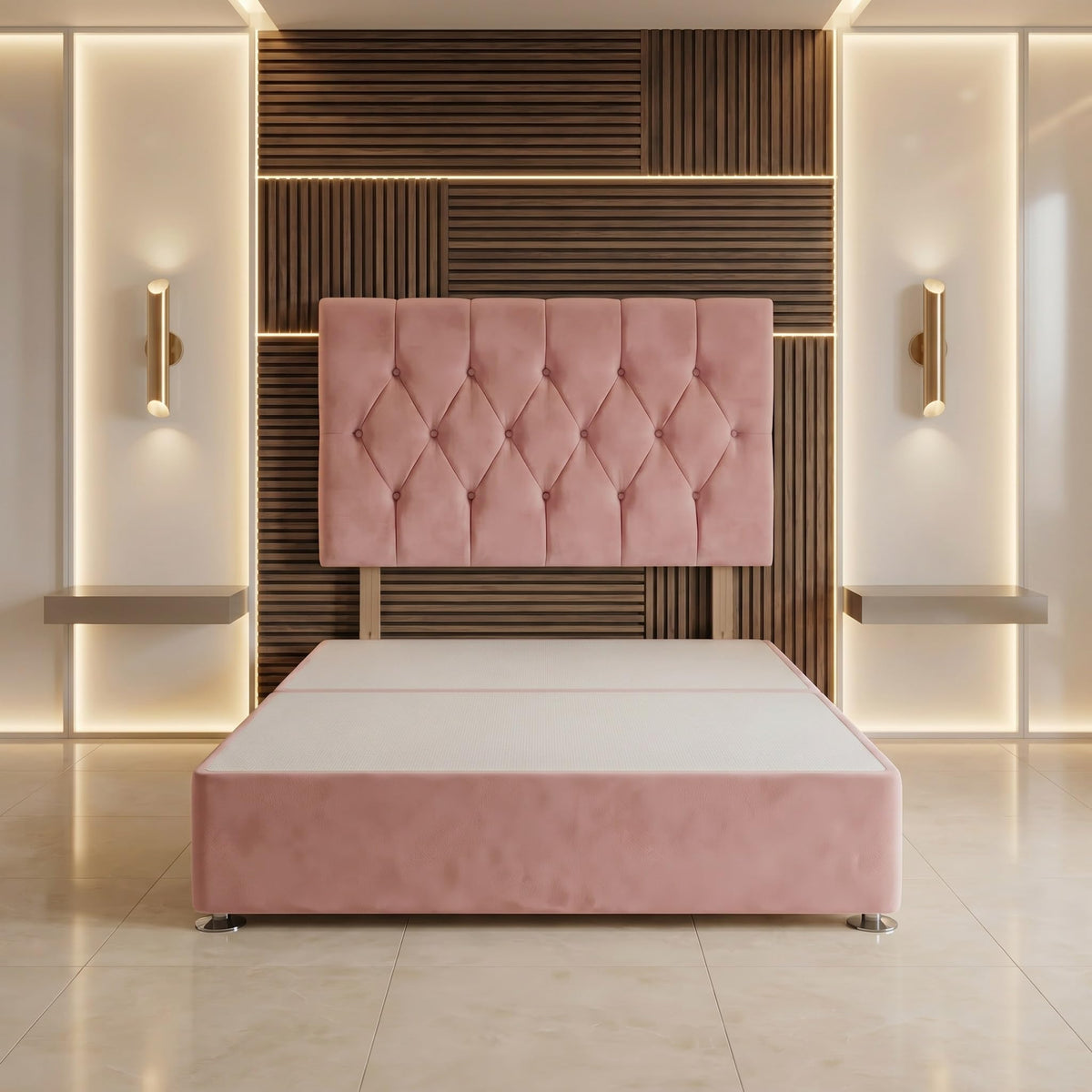 Bed Centre Ziggy Plush Small Single Divan Base 30" Headboard, Pink, 0 Draw - image 4
