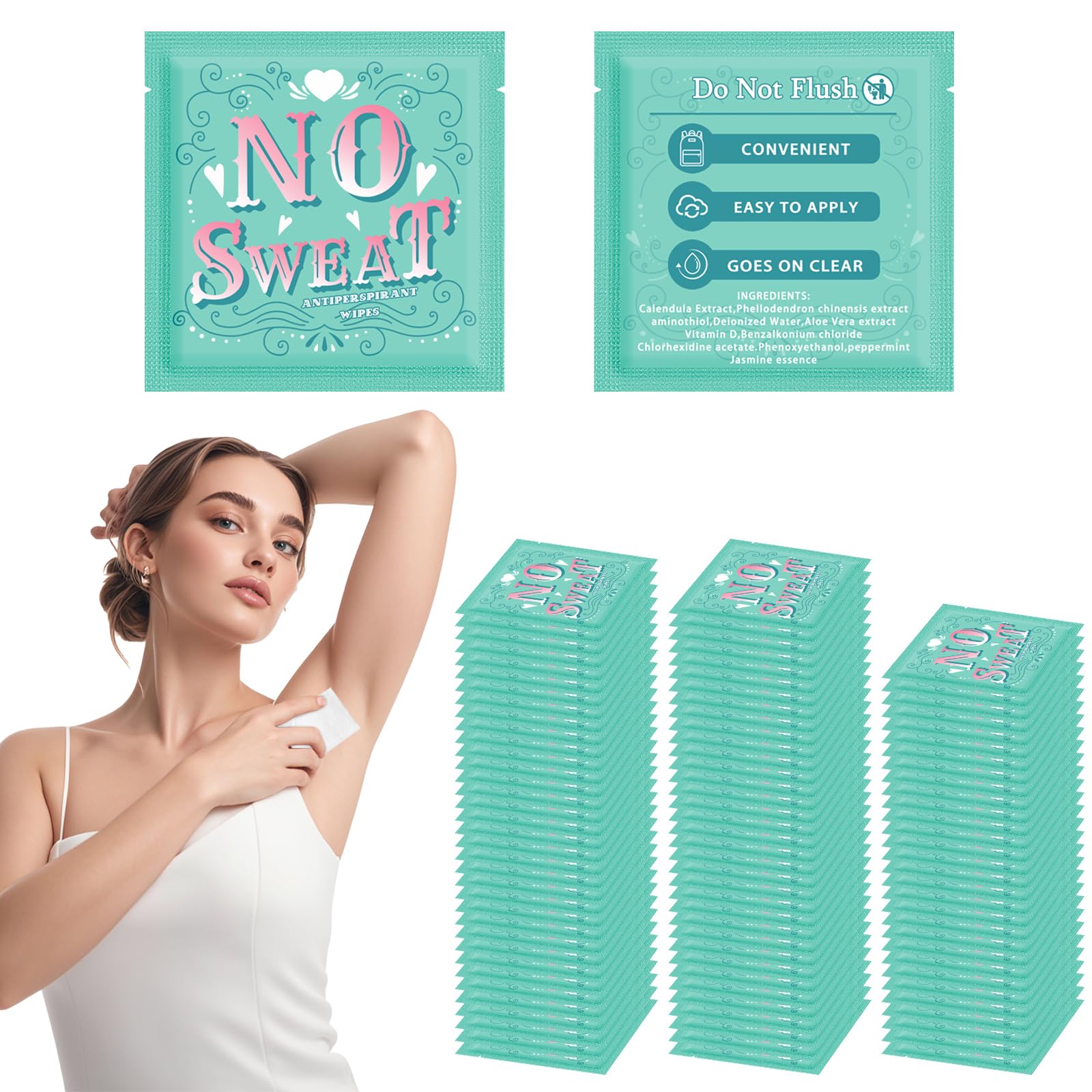 Krishome Antiperspirant Deodorant Wipes – 100 Individually Wrapped Body Wipes