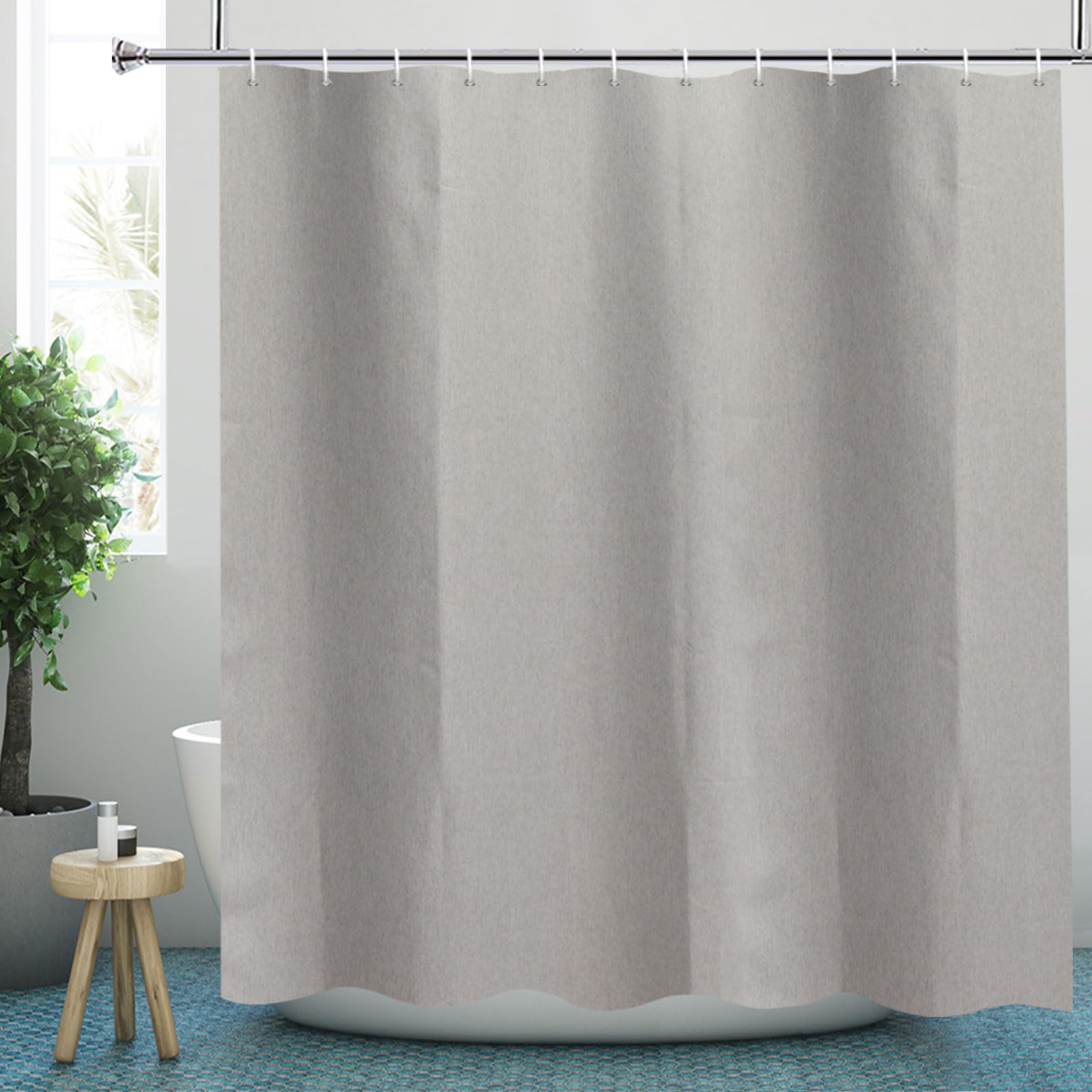 Grey Linen Textured Shower Curtain – Extra Long 220cm
