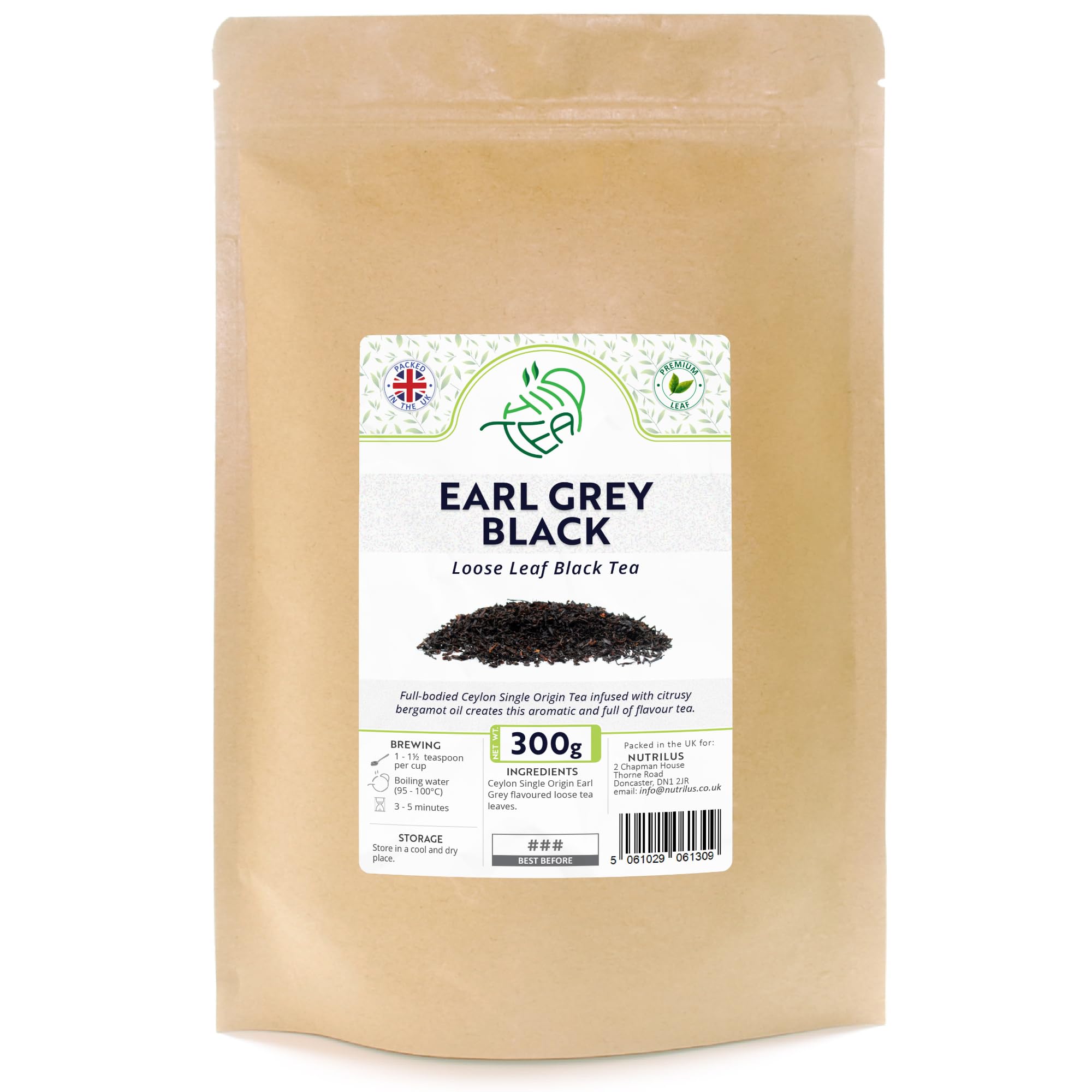 Earl Grey Loose Leaf Tea – Premium Ceylon Black Tea (300g)