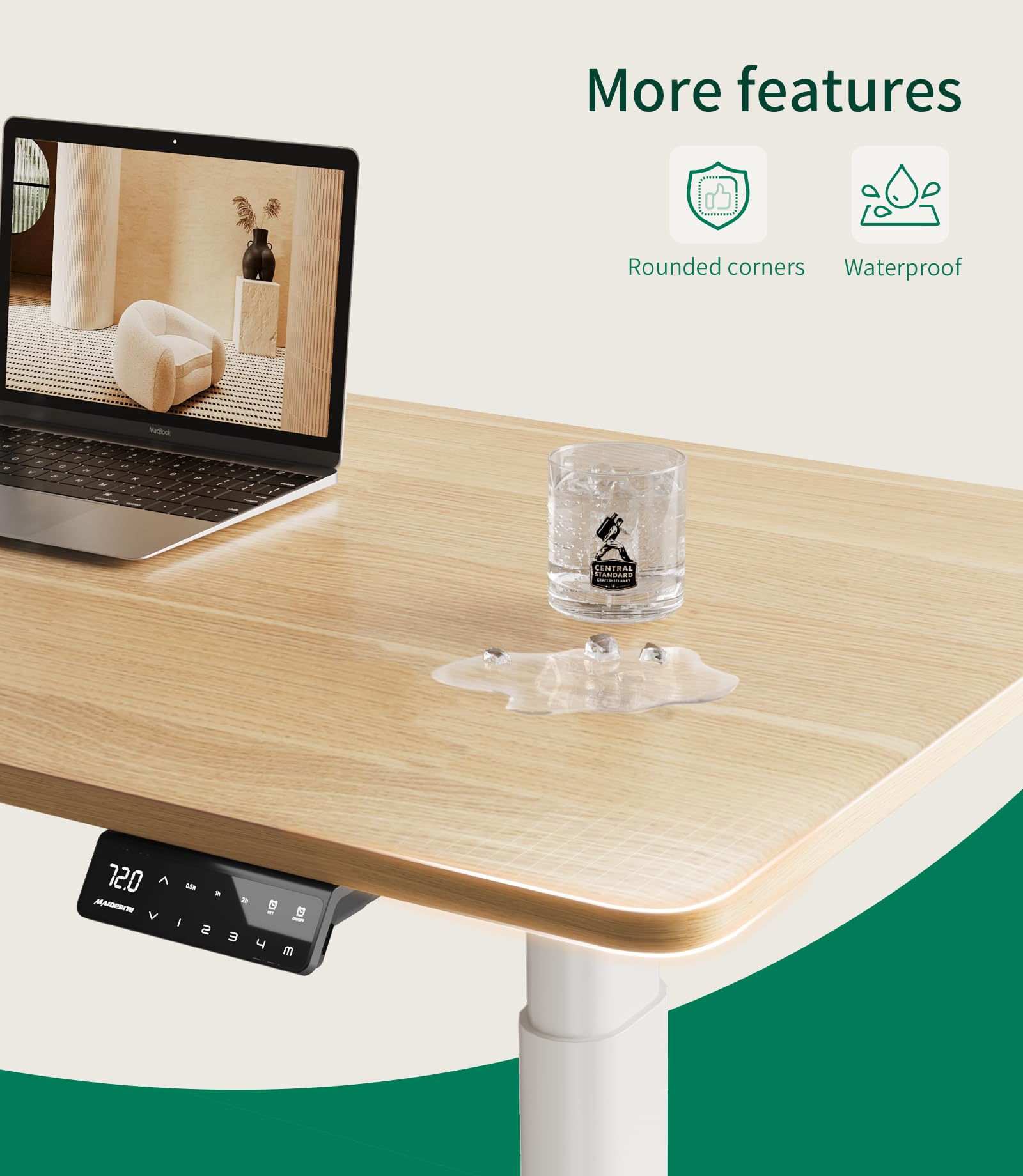 MAIDeSITe Standing Desk Table Top - 120x60x2.5cm Solid Desktop