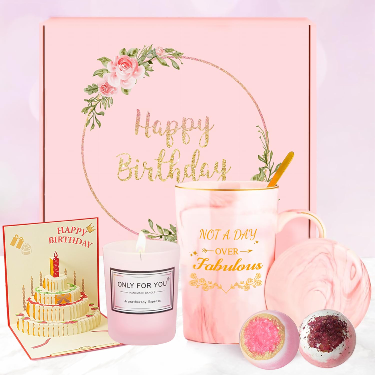 JIUCAI Birthday Bath Gift Set for Her | Pamper Hamper with Surprise Card