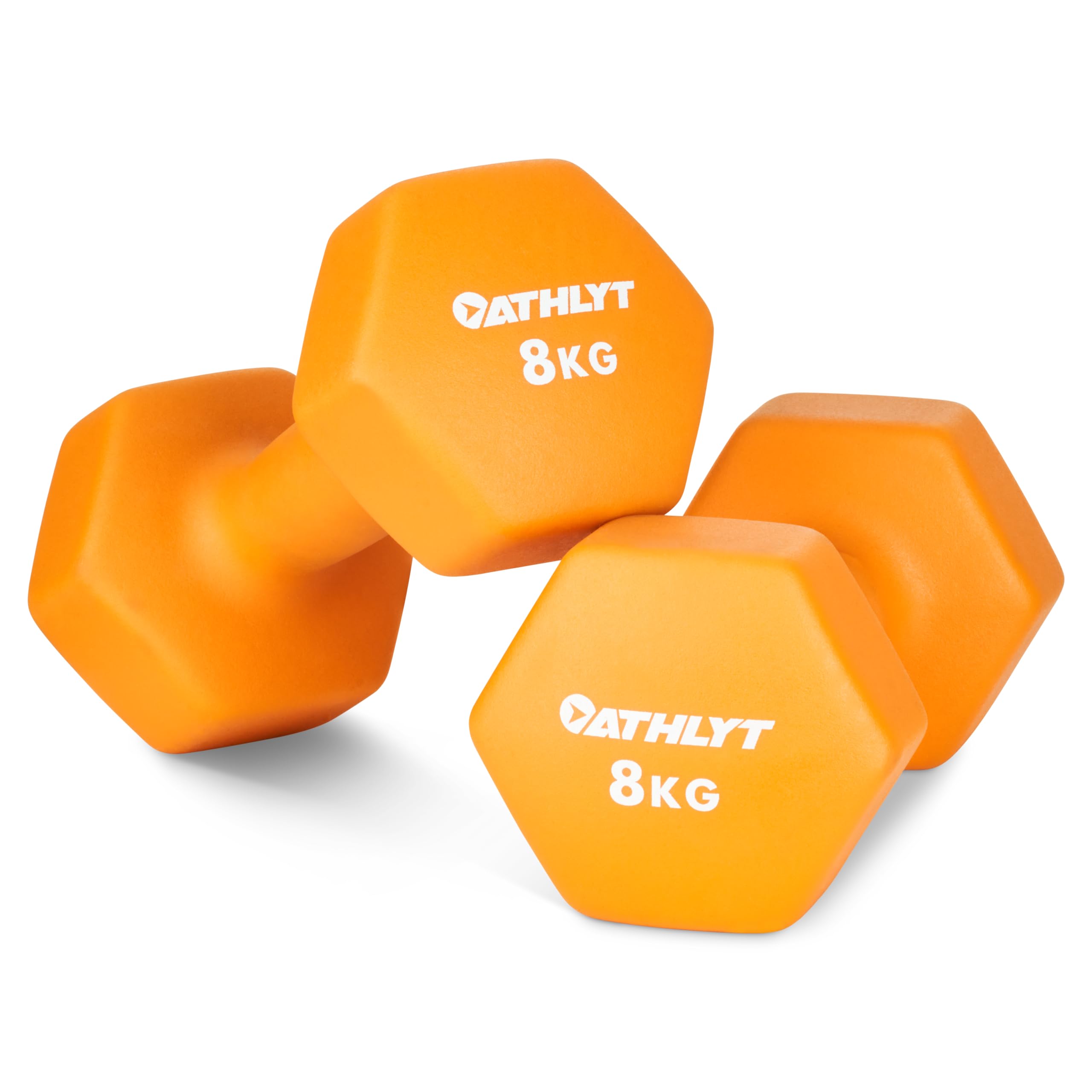 Athlyt Neoprene Dumbbells – 2 x 8kg Hex Weights for Home Gym Training