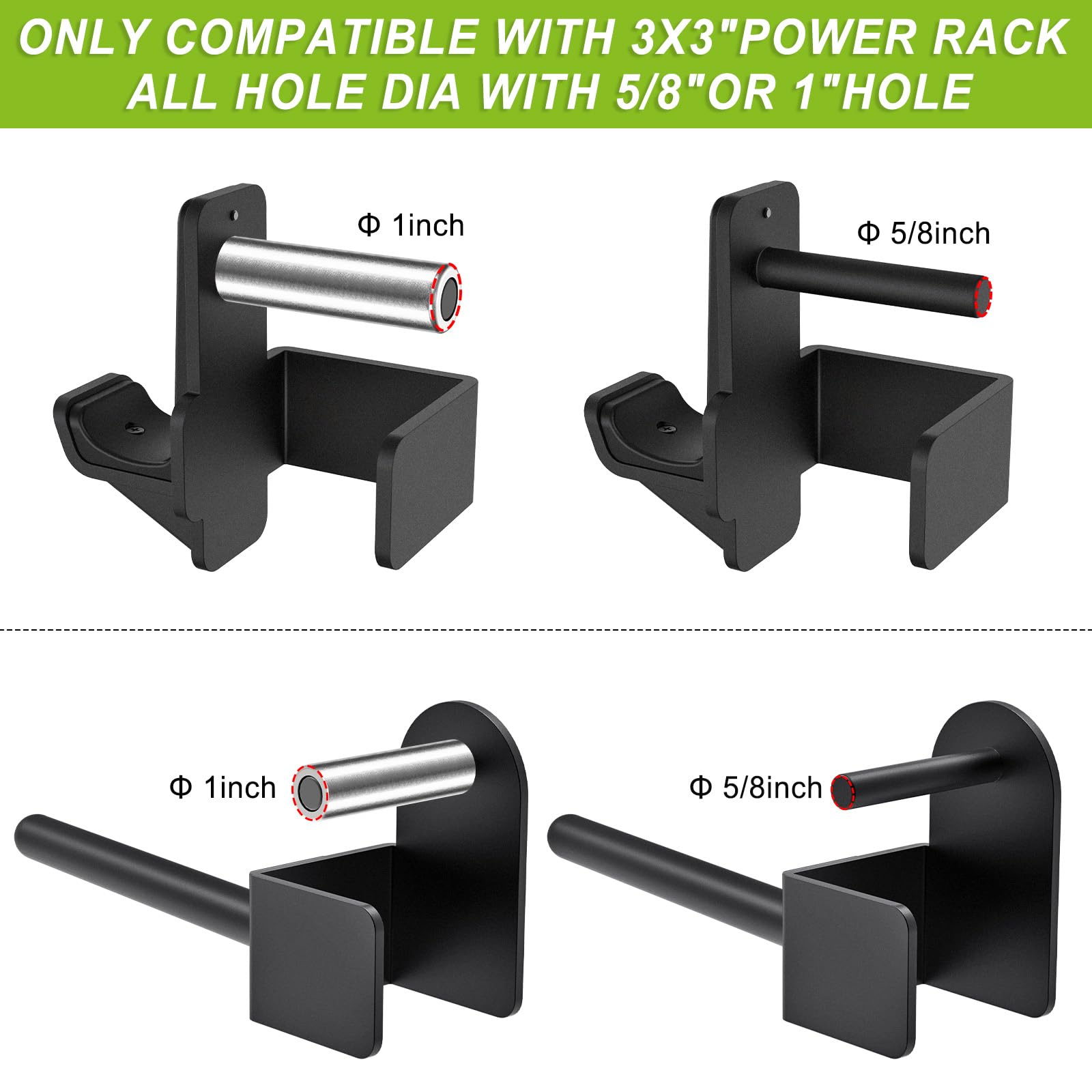 Kipika J-Hooks and Weight Plate Holder Set for 3x3 Power Rack Attachments