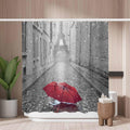 Jolof Store Paris Red Umbrella Shower Curtain – Waterproof Polyester