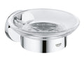 Grohe Essentials Wall Mounted Glass Soap Dish with Chrome Holder