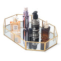 Gold Mirror Decorative Tray | Large Glass & Brass Vanity Tray