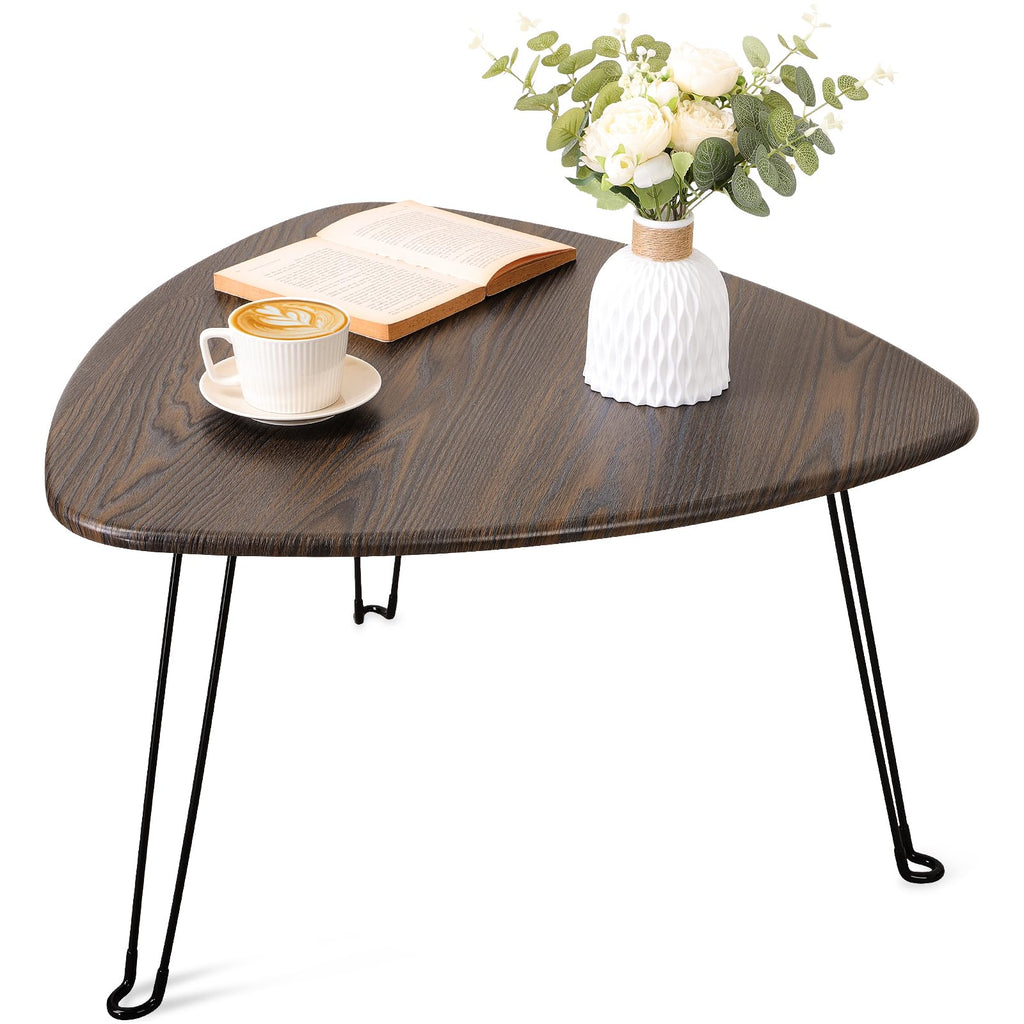 FEUFOAM Folding Coffee Tables for Small Spaces Foldable Industrial Sofa Center Table Triangle Design Wood Framed Coffee Table Mid Century Rustic - image 1