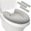 Bathroom Soft Thicker Warmer Stretchable Washable Cloth Toilet Seat Cover Pads Gray/3pcs - image 1