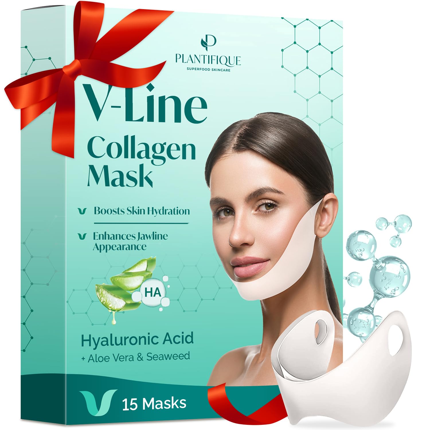 Plantifique Collagen V-Line Face Mask - Firming & Jawline Lifting - 15 Pcs