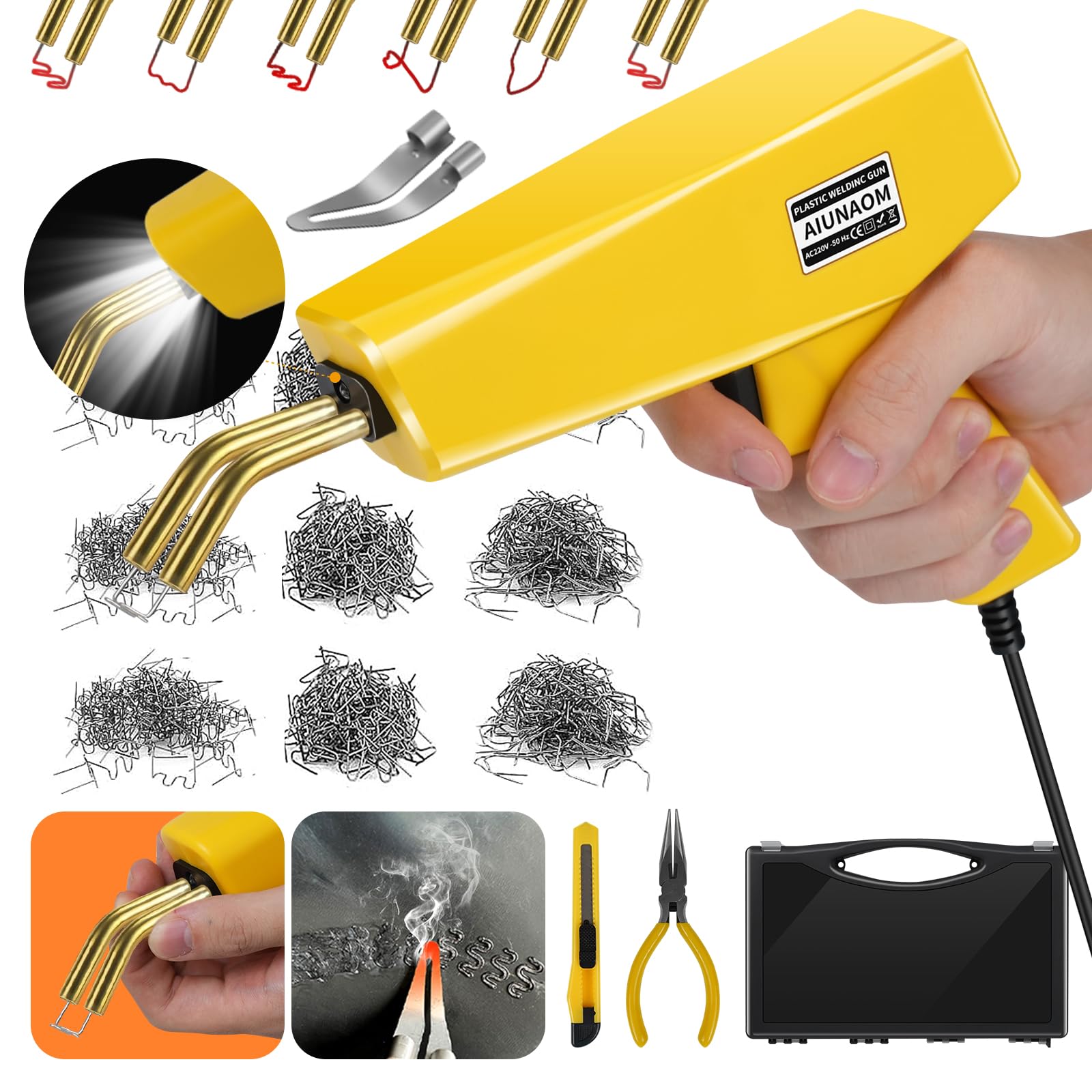 AIUNAOM 230W Plastic Welding Kit | Welder Gun with 900 Hot Staples