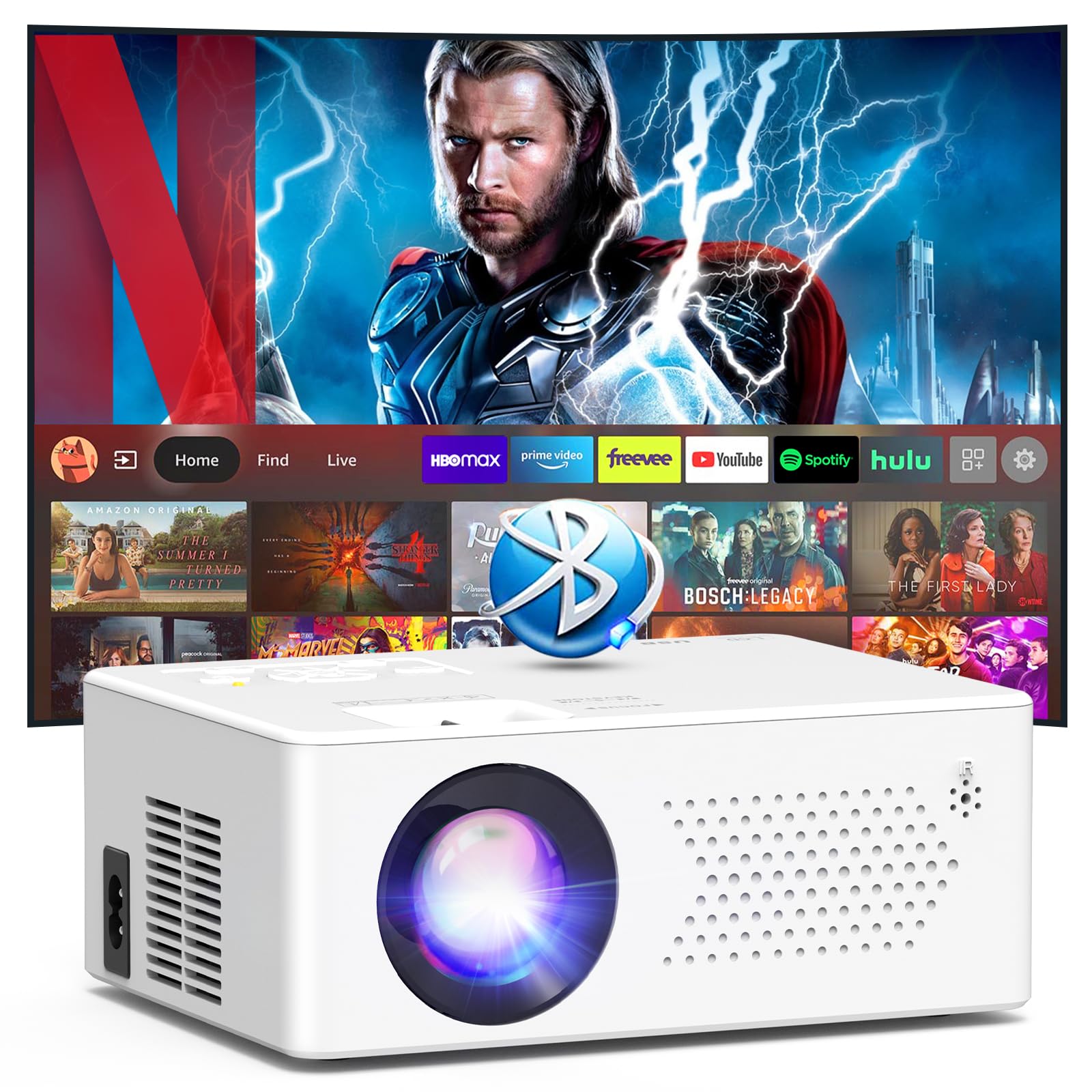 PURSHE Android TV Smart Projector | 4K 1080P WiFi6 Portable Home Cinema