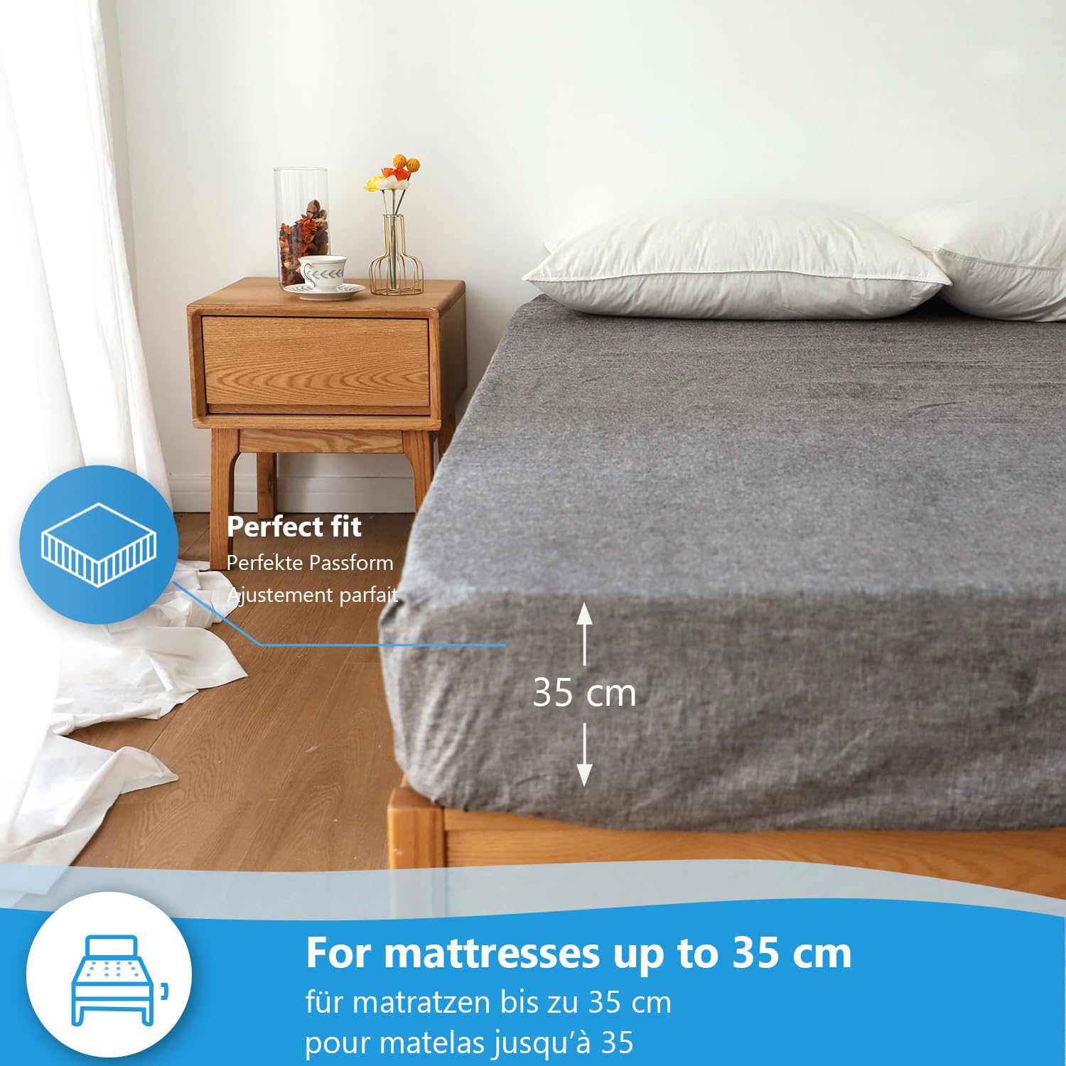 Simple&Opulence Super King Linen Cotton Fitted Sheet | 35cm Deep Pocket