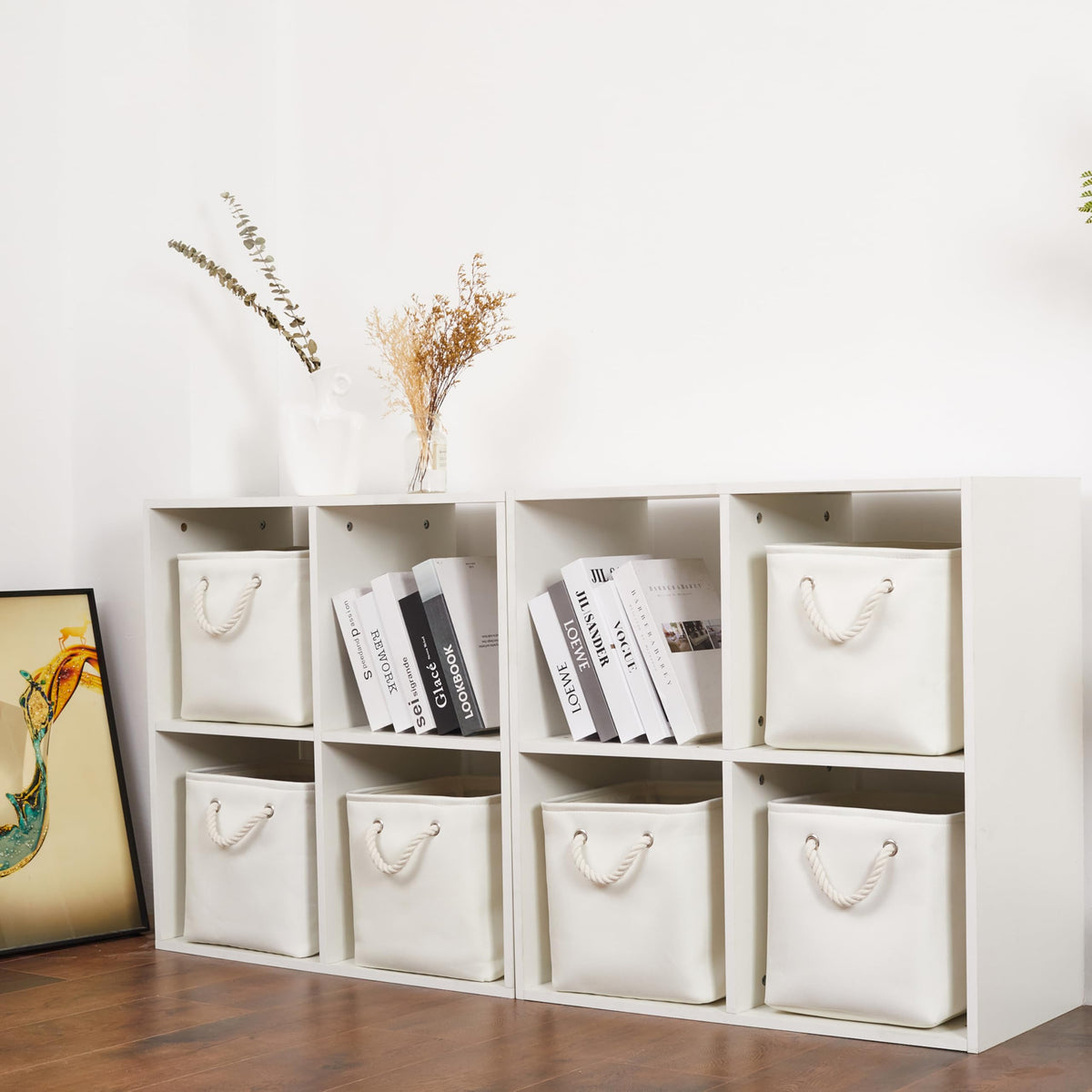 ICEMOR 28x28x28cm Cube Storage Boxes,6-piece set of large Kallax Boxen with handles,Foldable Storage Cube - image 3