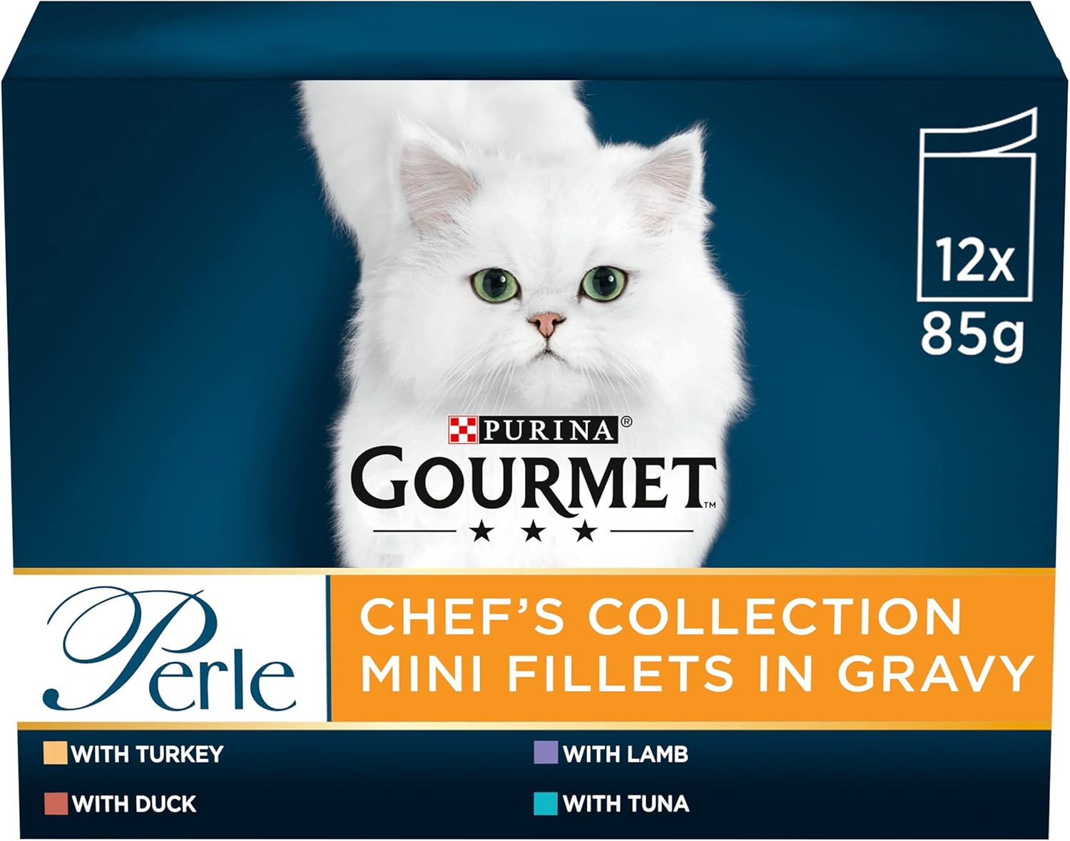 Perle Chef's Collection Wet Cat Food in Gravy - 48 x 85g Multipack