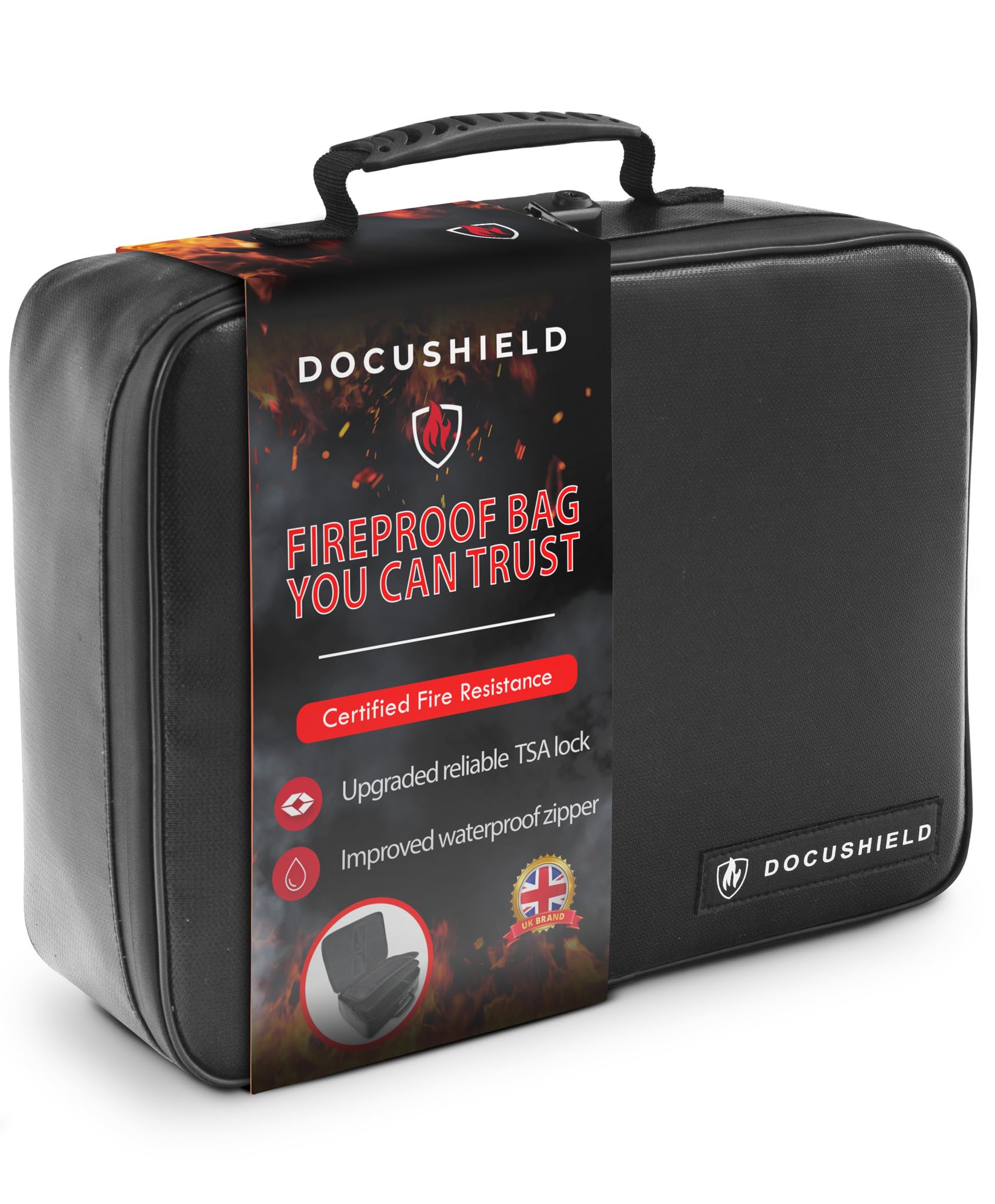 DocuShield Fireproof Document Box – Water Resistant File Storage with TSA Lock