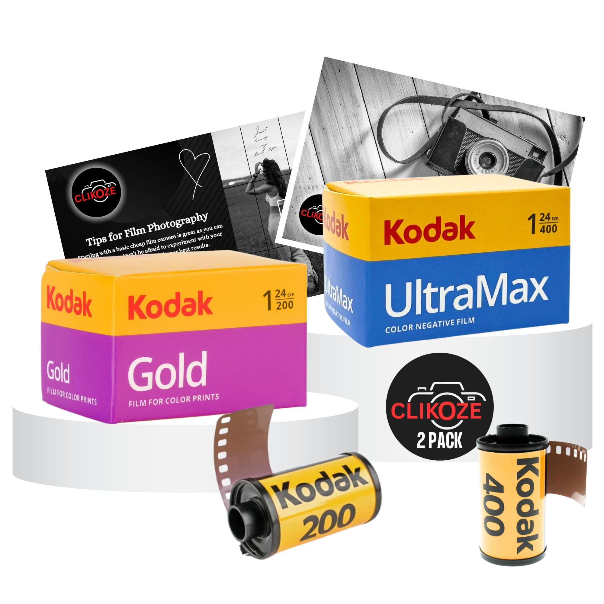 Kodak 35mm Film Bundle: Gold 200 & Ultramax 400 with Photography Tips
