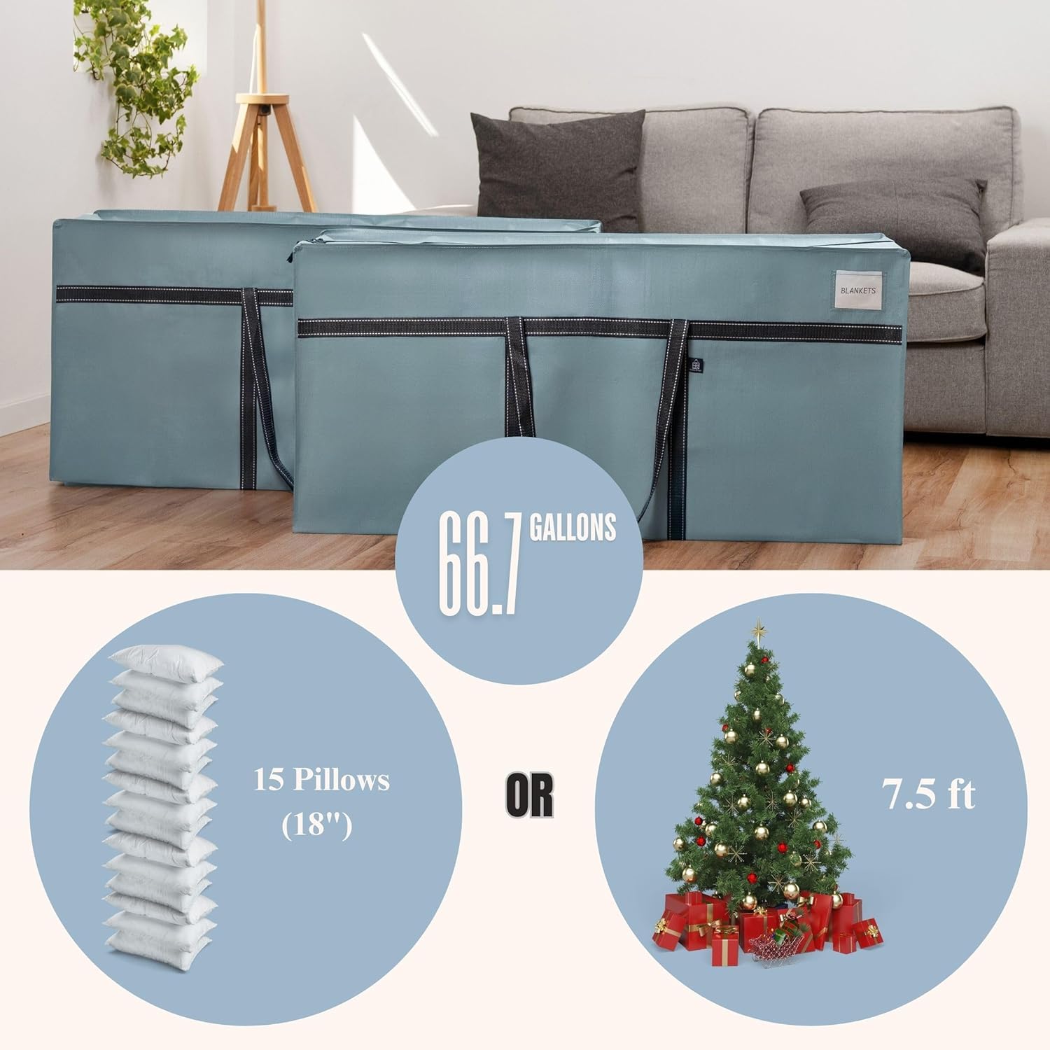 VENO Heavy Duty Moving Bags – 4 Pack Oversized Storage Totes, Light Blue