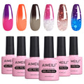 AIMEILI Temperature Color Changing Chameleon Gel Nail Polish Set - 6 Pcs