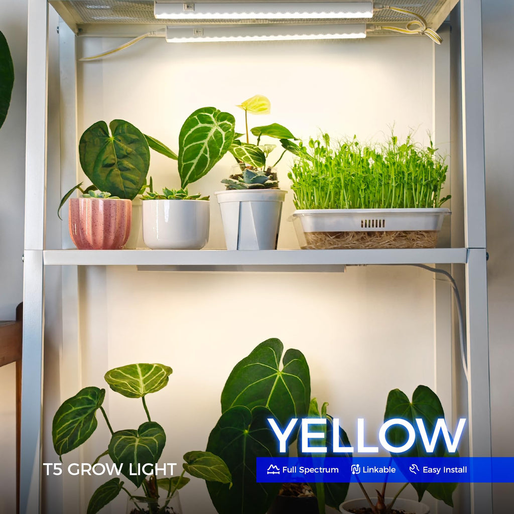 Barrina T5 1FT LED Grow Lights | Full Spectrum Yellow Plant Strips, 6-Pack