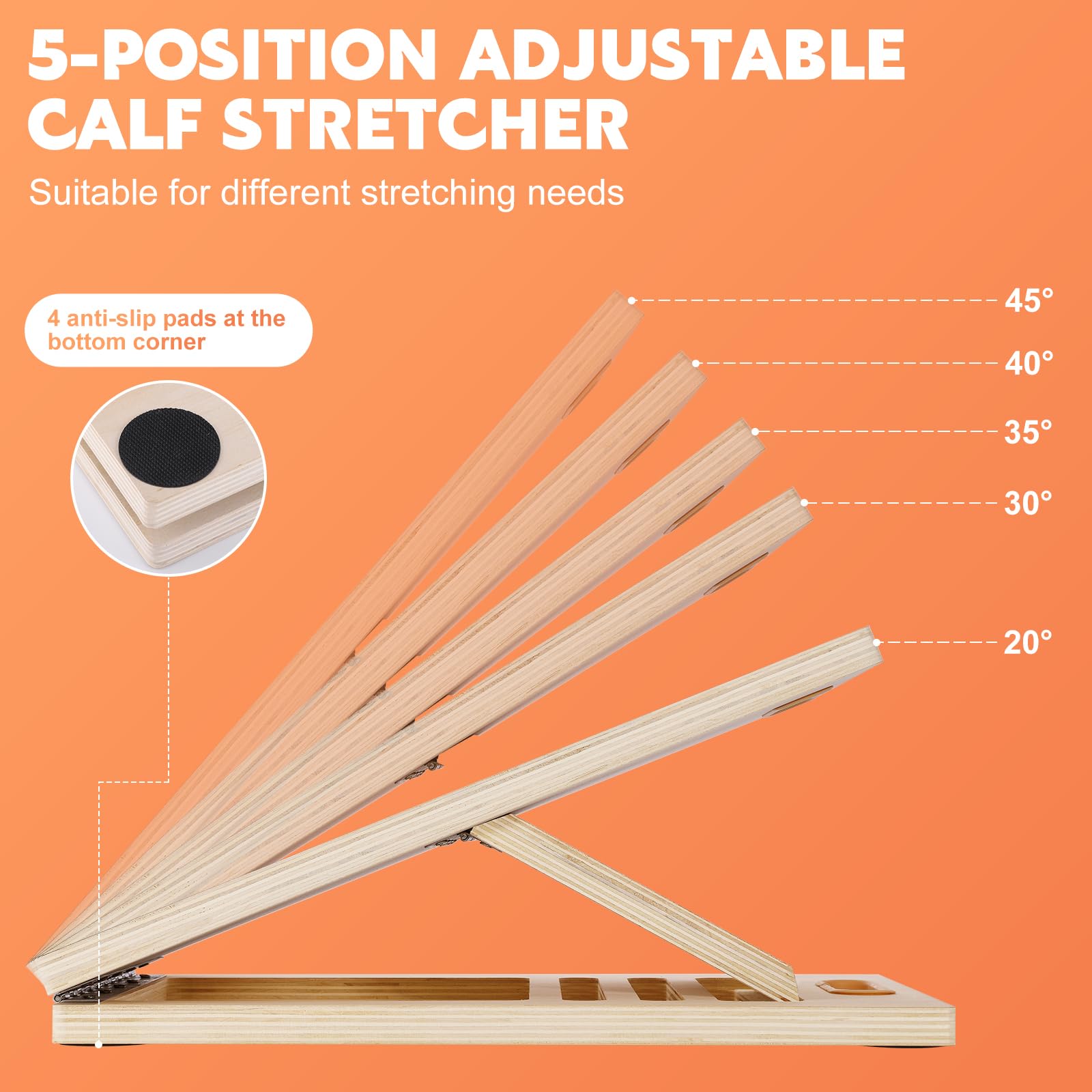 Adjustable Wooden Slant Board – 5-Level Calf Stretcher for Squats