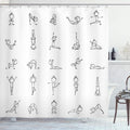 ABAKUHAUS Yoga Shower Curtain – Waterproof Fabric Stickman Art Decor