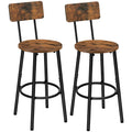 HOOBRO Bar Stools Set of 2 | Industrial Kitchen Stools - Rustic Brown