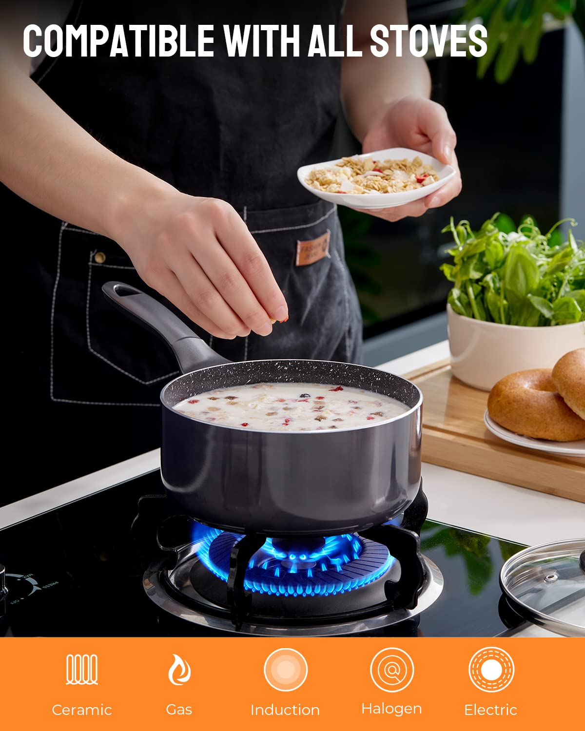10-Piece Nonstick Cookware Set | Induction Pots and Pans