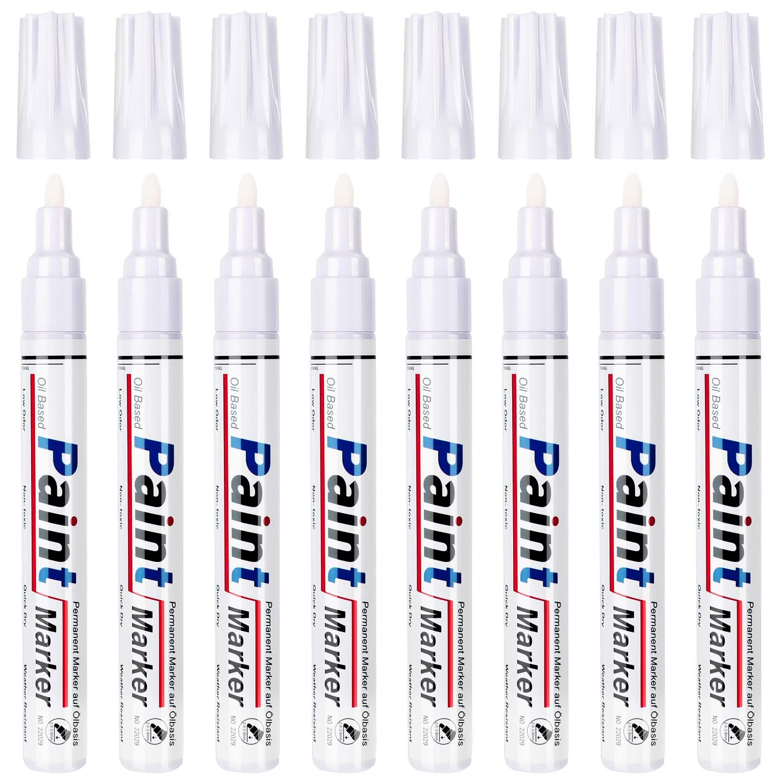 STANBLUE White Paint Pens - 8 Pack Oil-Based Waterproof Markers