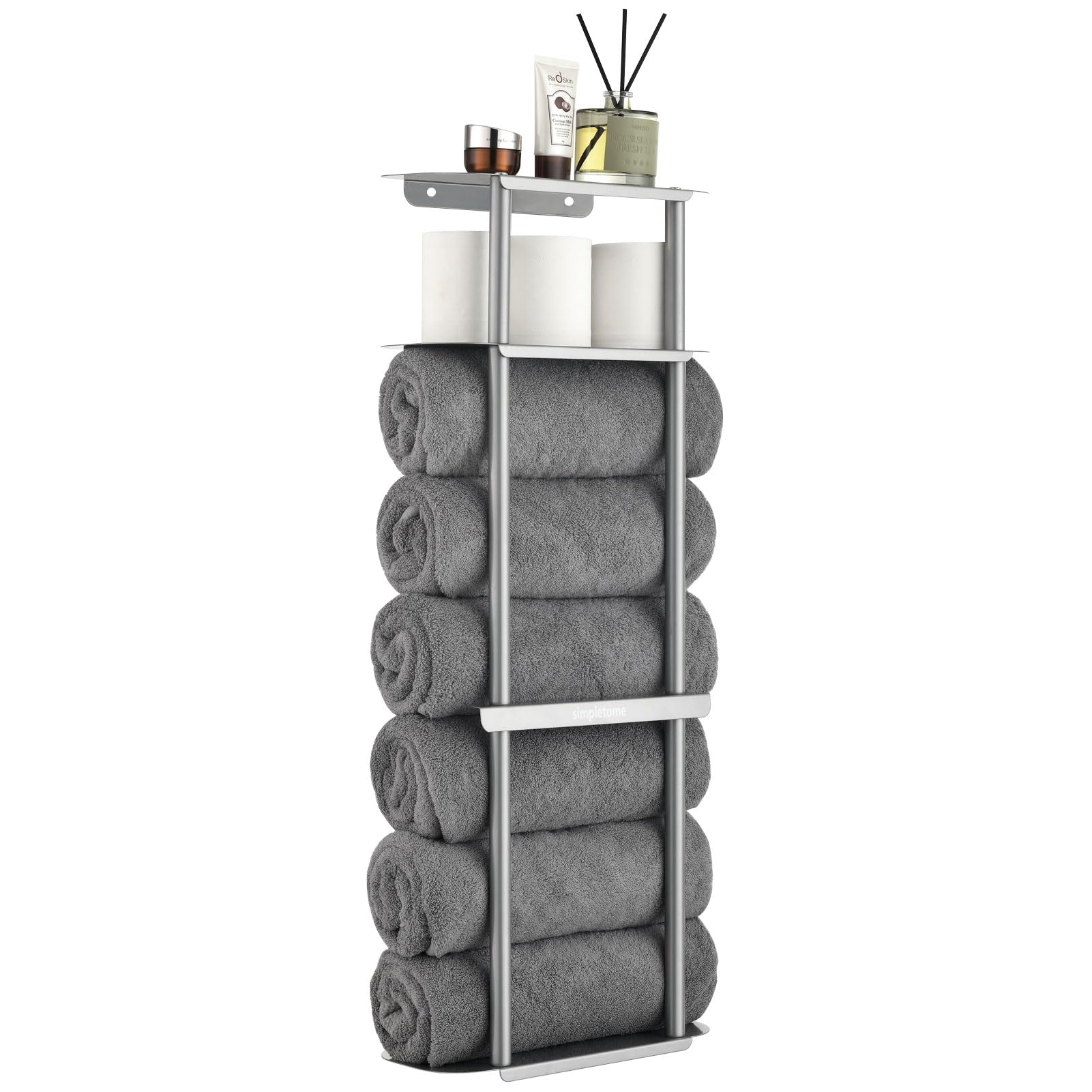 simpletome Wall Mounted Towel Rack | Carbon Steel Bathroom Storage Shelf