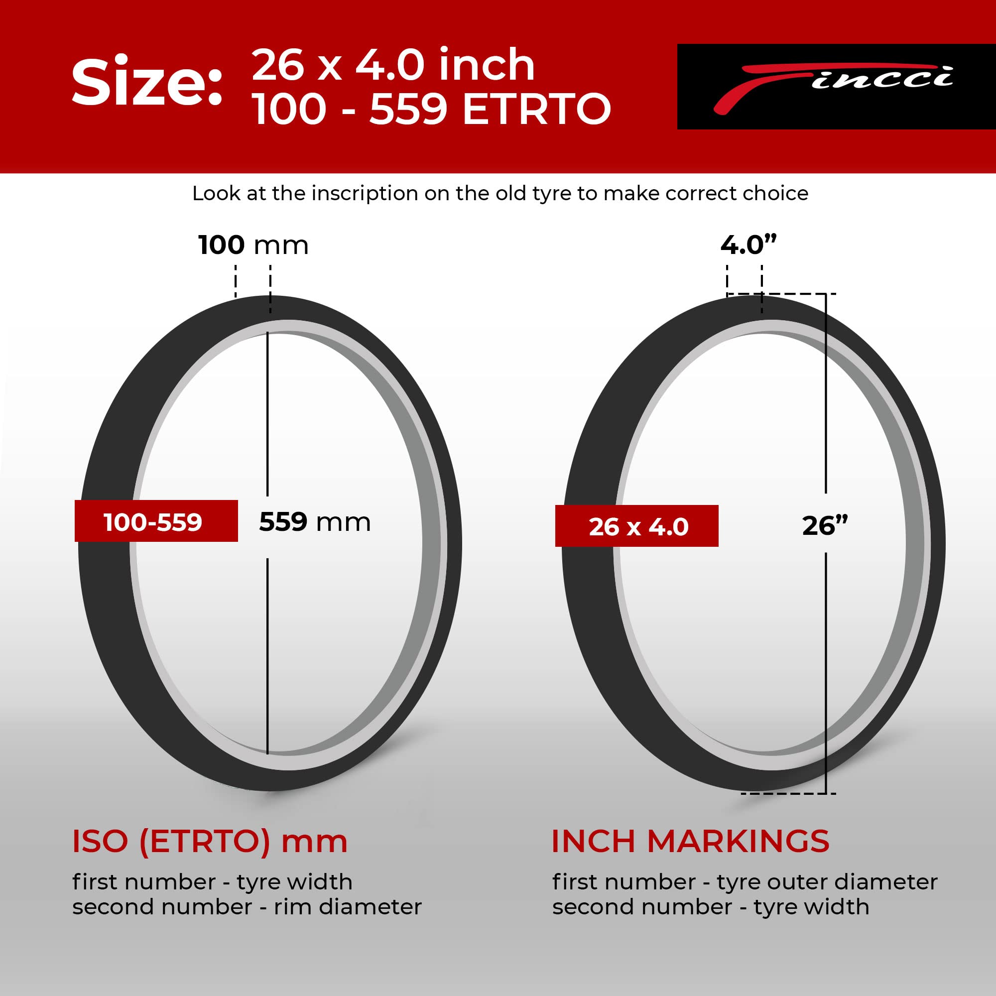 Fincci 26 x 4.0 Fat Bike Tyres - Foldable Pair for MTB & E-Bikes