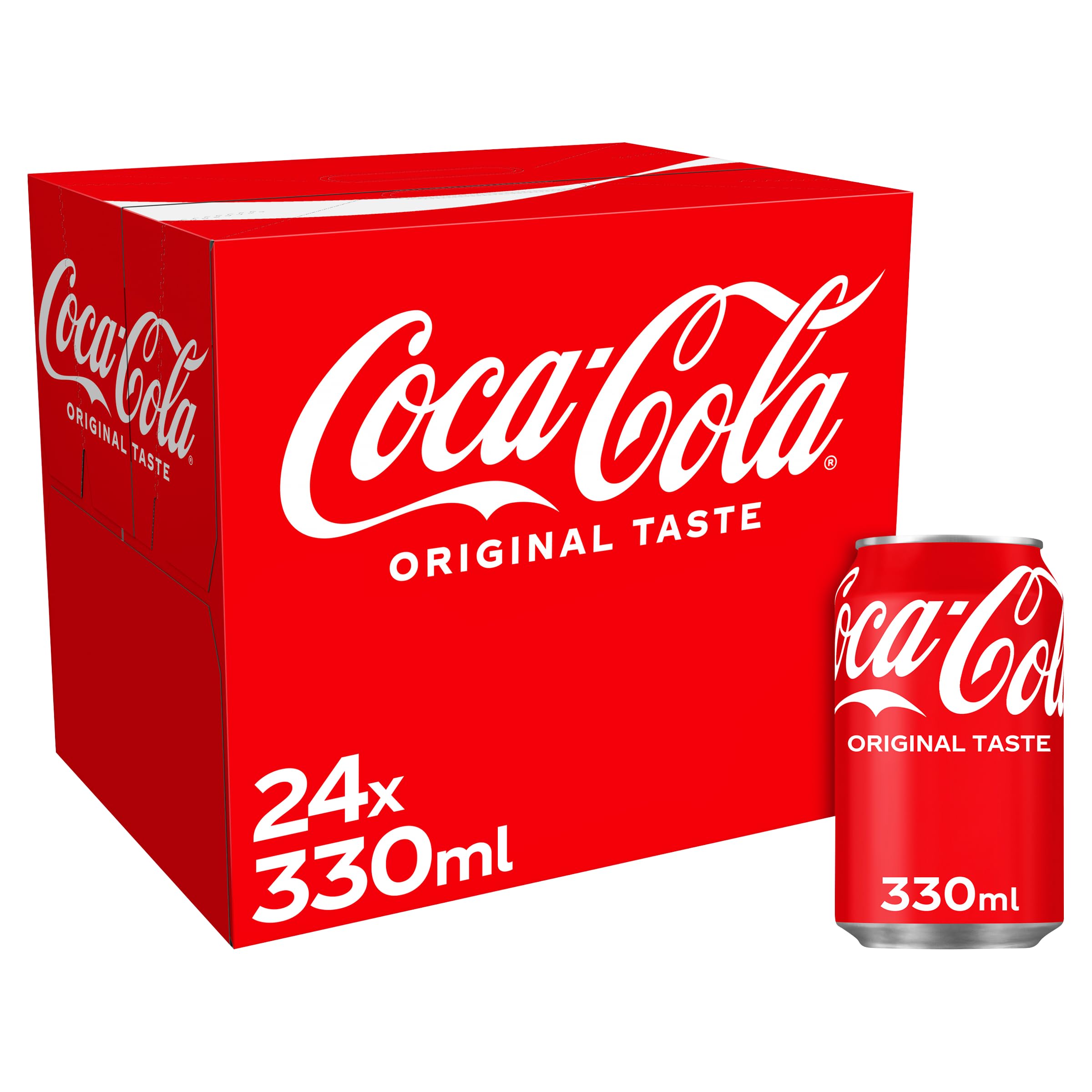 Coca-Cola Original Taste Soft Drink – 24 x 330ml Bulk Cans Multipack