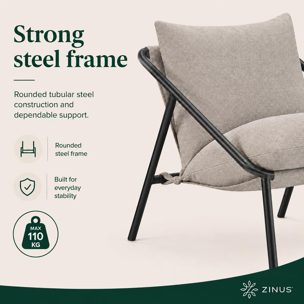 Zinus Ada Sling Accent Armchair, Oatmeal Beige, 78 x 78 x 69 cm - image 4