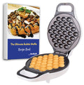 StarBlue Hong Kong Bubble Egg Waffle Maker with Recipe Book – White