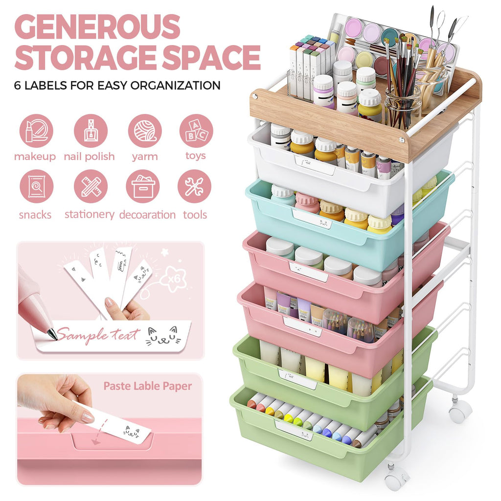 SYKIARIOL 6-Drawer Storage Cart - image 4