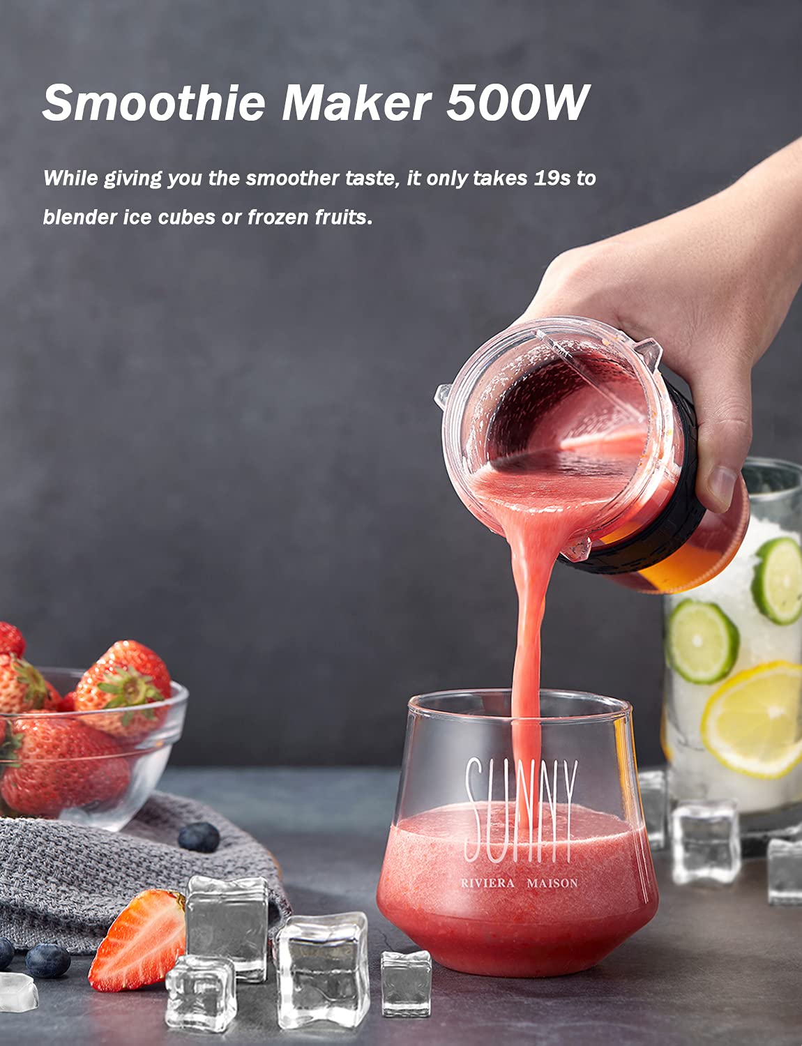 Yabano 500W Personal Blender – 2-in-1 Smoothie Maker with Grinder