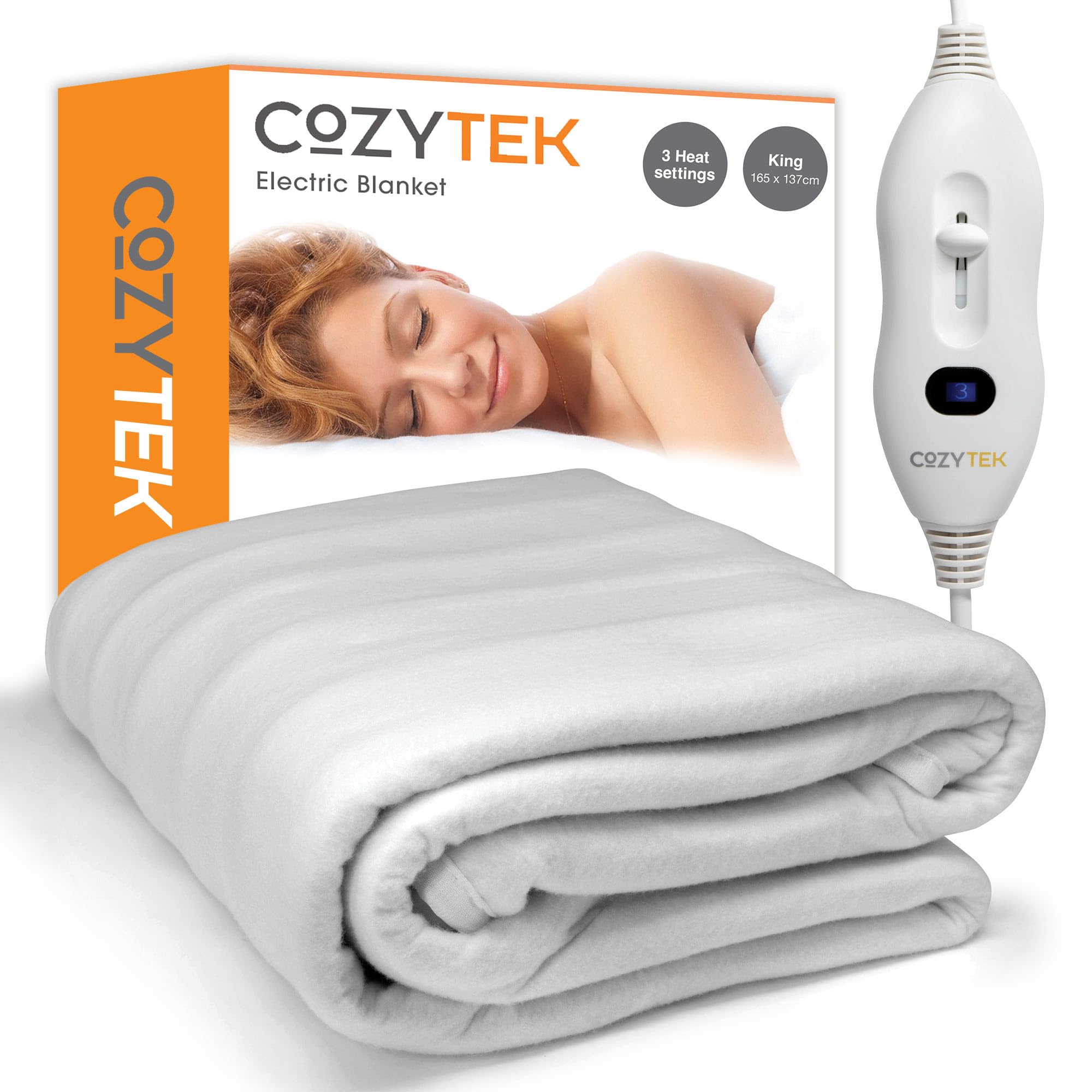 Cozytek King Size Electric Blanket – Soft Polyester Heated Underblanket