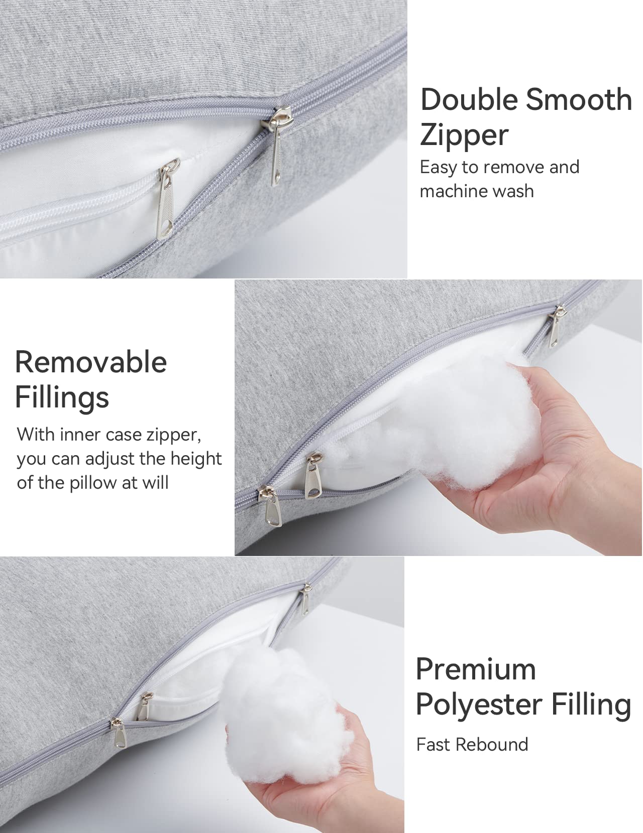 Momcozy 57-Inch U-Shaped Pregnancy Pillow | Full Body Support - Hatha Grey