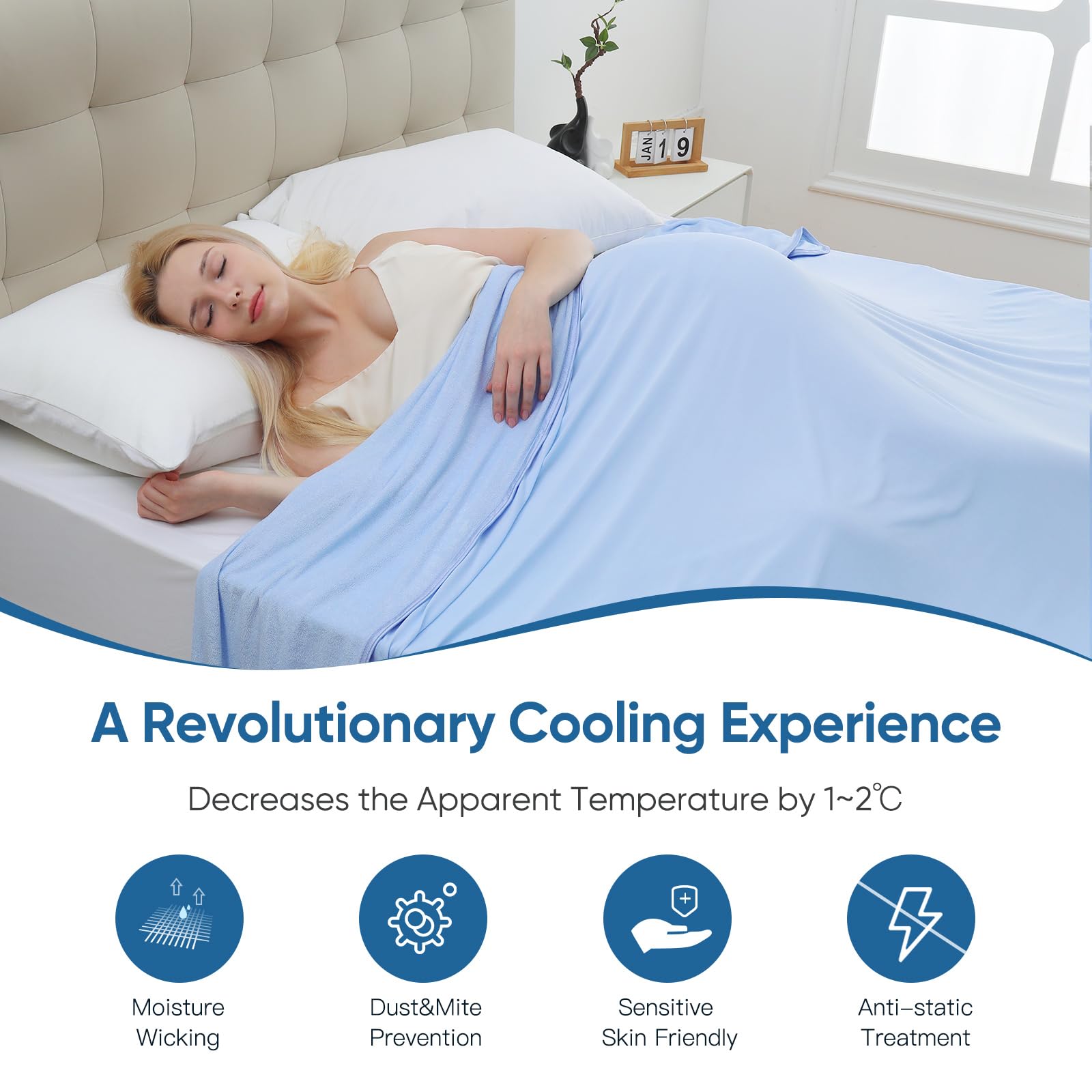 Marchpower Cooling Blanket – Arc-chill Q-Max 0.5 Bamboo Queen Size - Blue