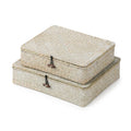 YANGQIHOME - Set of 2 Seagrass Baskets with Lids, Rectangular Woven Storage Baskets, Natural Wicker Boxes for Coffee Table, Shelf - image 1