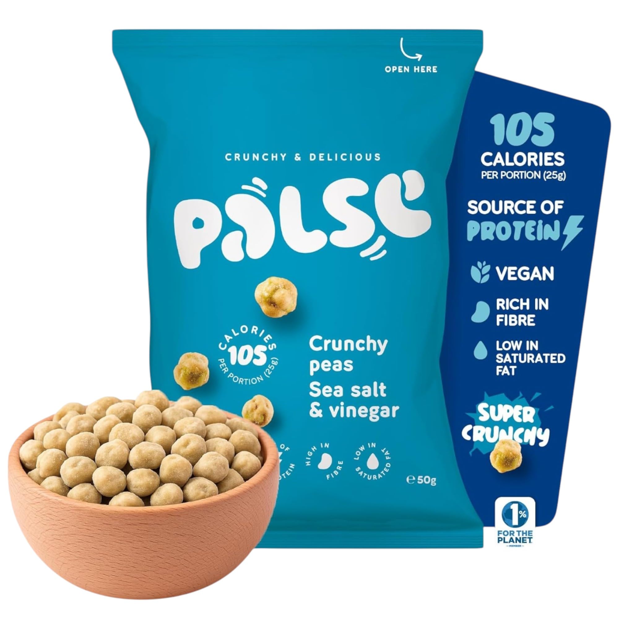 Palse Sea Salt & Vinegar Crunchy Peas – High Protein Vegan Snacks (12x50g)