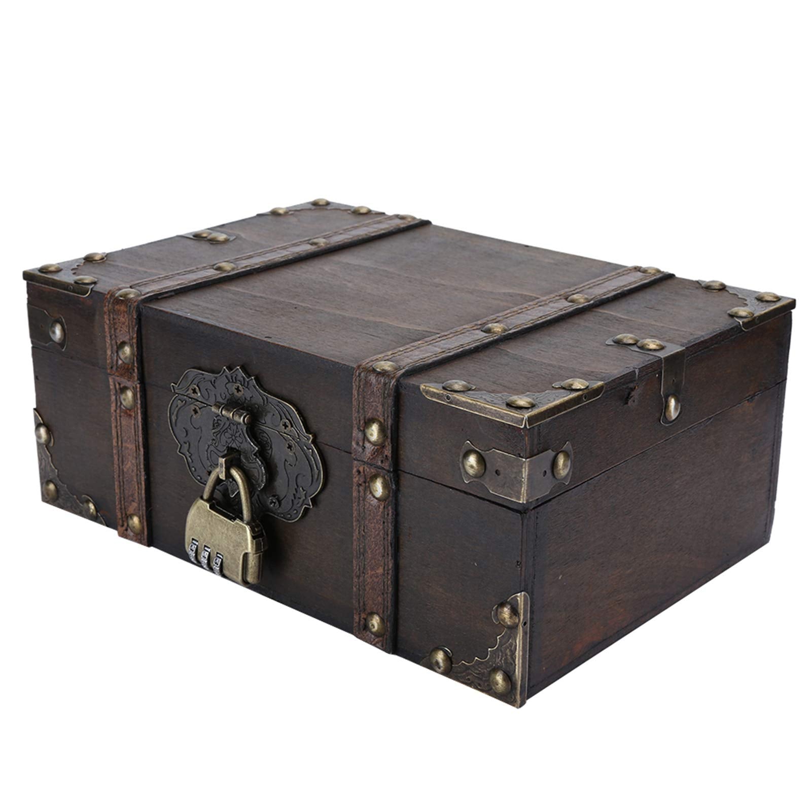Fockety Vintage Wooden Treasure Chest – Decorative Jewelry Storage Box