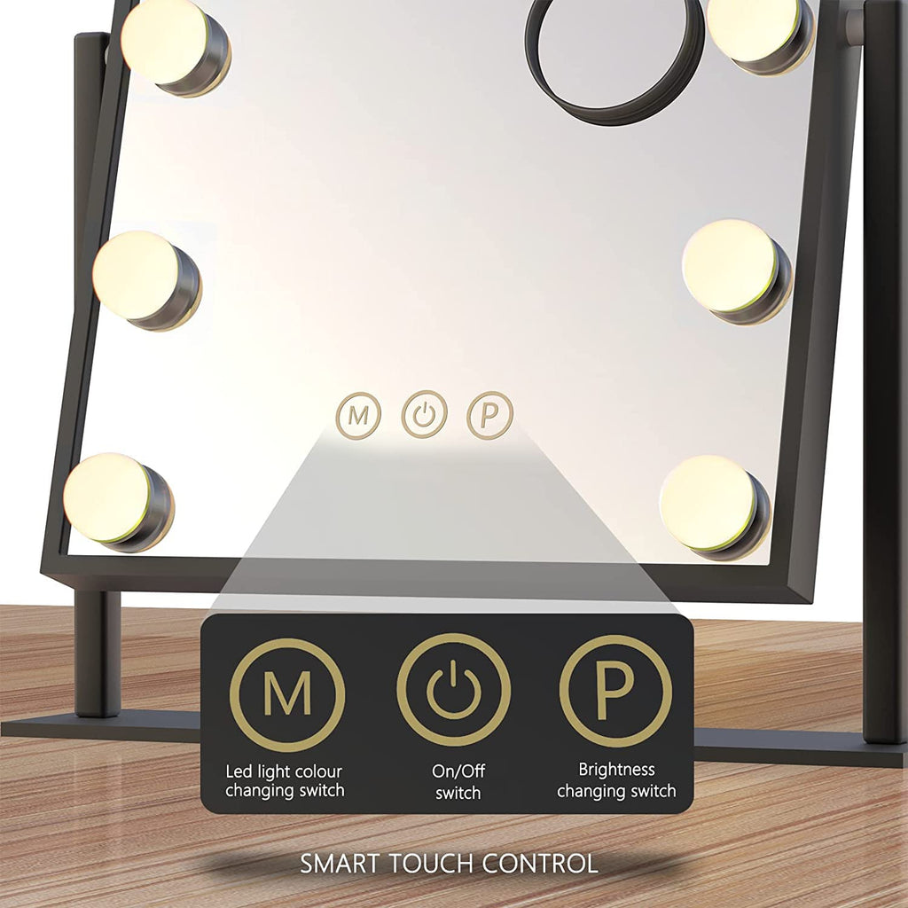 TUREWELL Hollywood Vanity Mirror with 12 Dimmable LED Bulbs - 360° Rotation