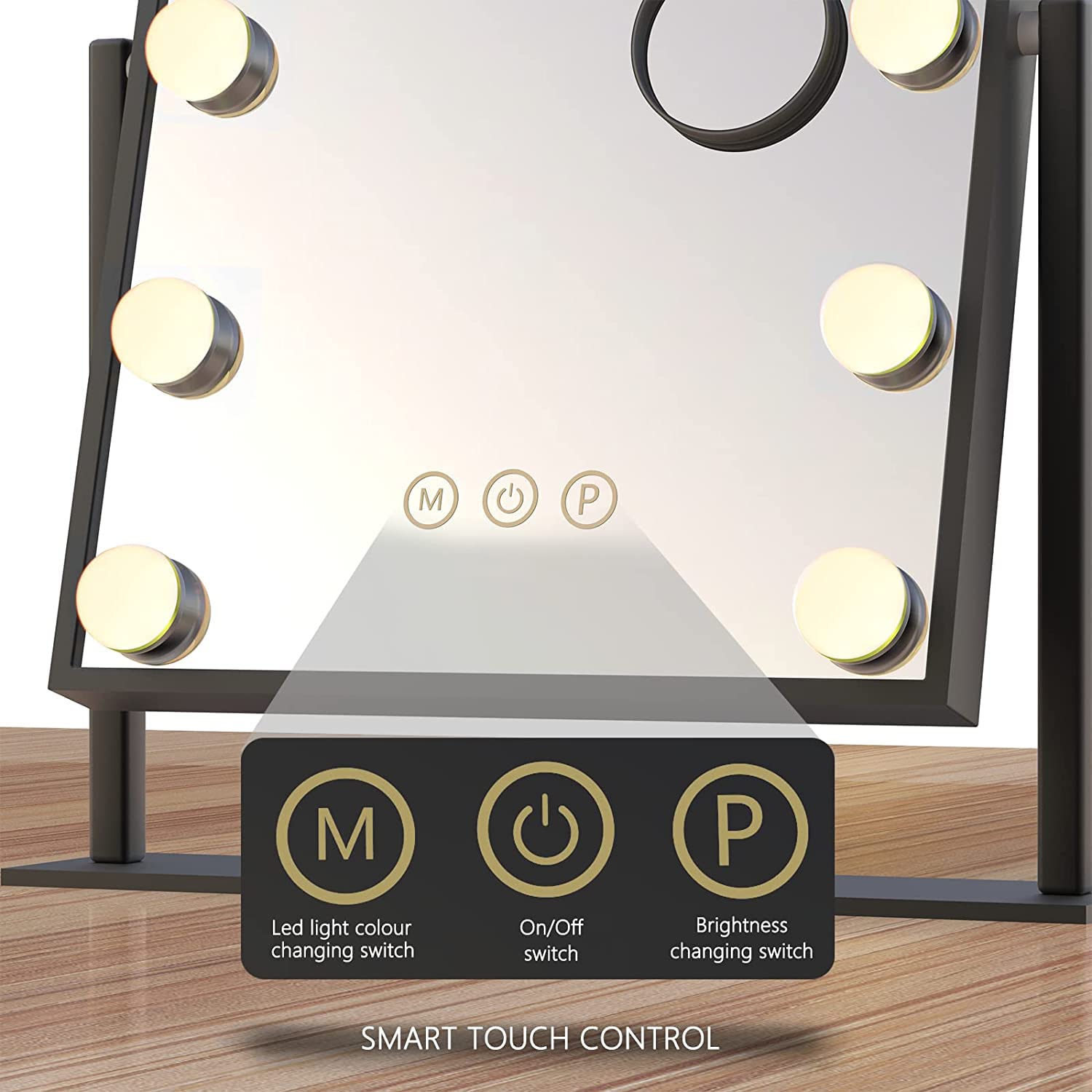 TUREWELL Hollywood Vanity Mirror with 12 Dimmable LED Bulbs - 360° Rotation