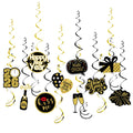 2026 New Year Hanging Swirls – Black & Gold NYE Party Decor