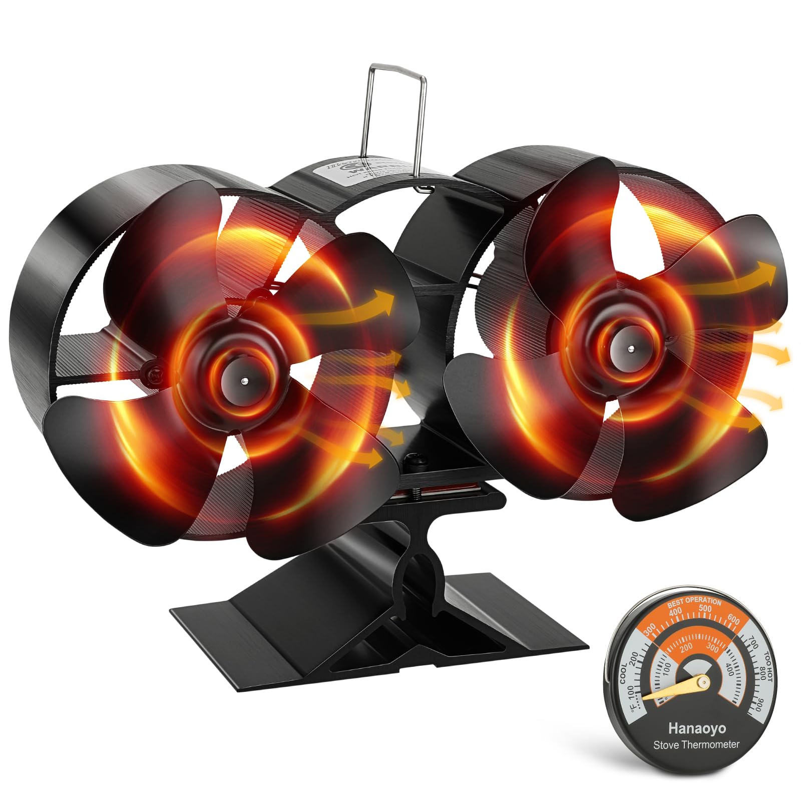 Hanaoyo Double Motor Stove Fan | Heat Powered Log Burner Fan