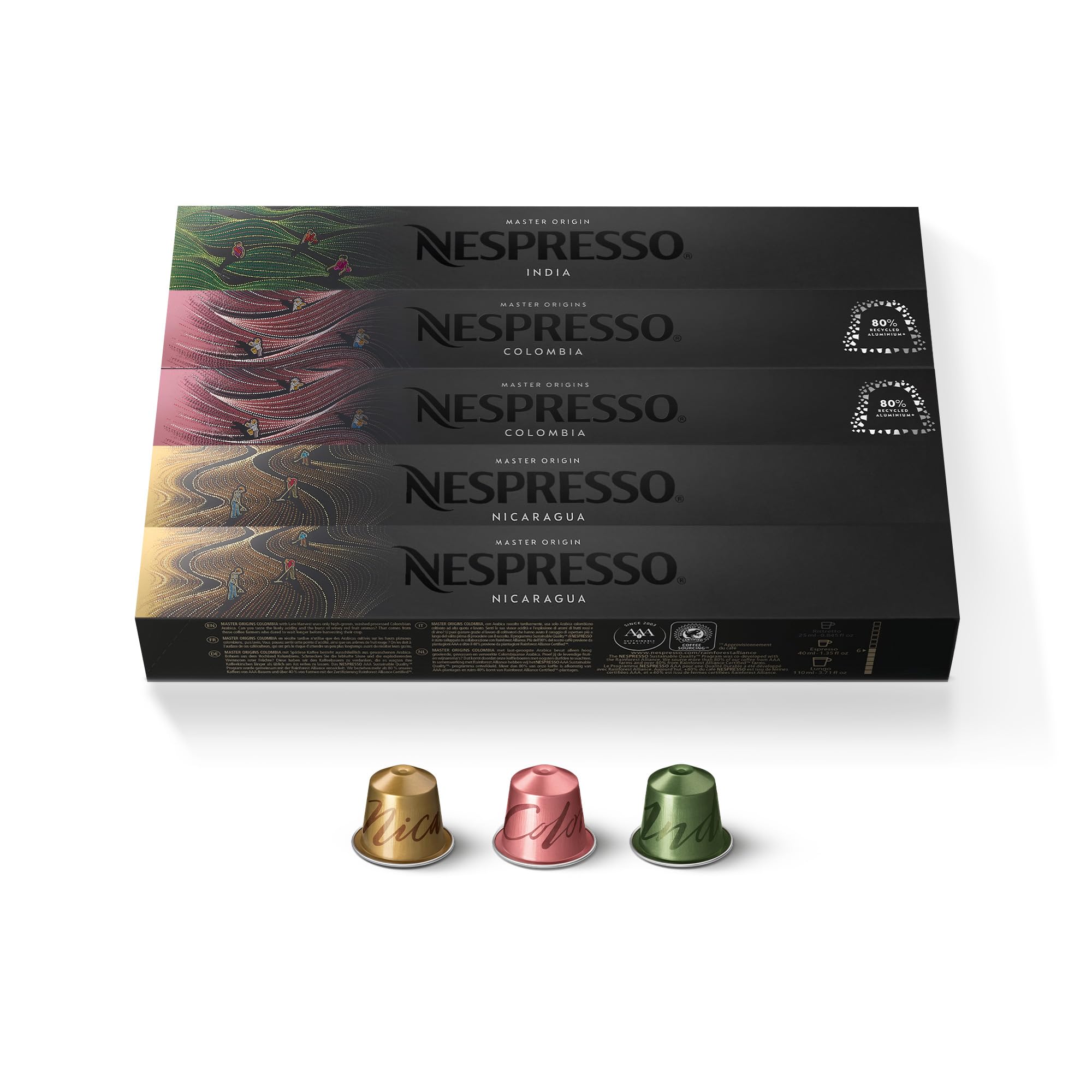 Nespresso Master Origins Coffee Capsules - 50 Pods Assortment Bundle