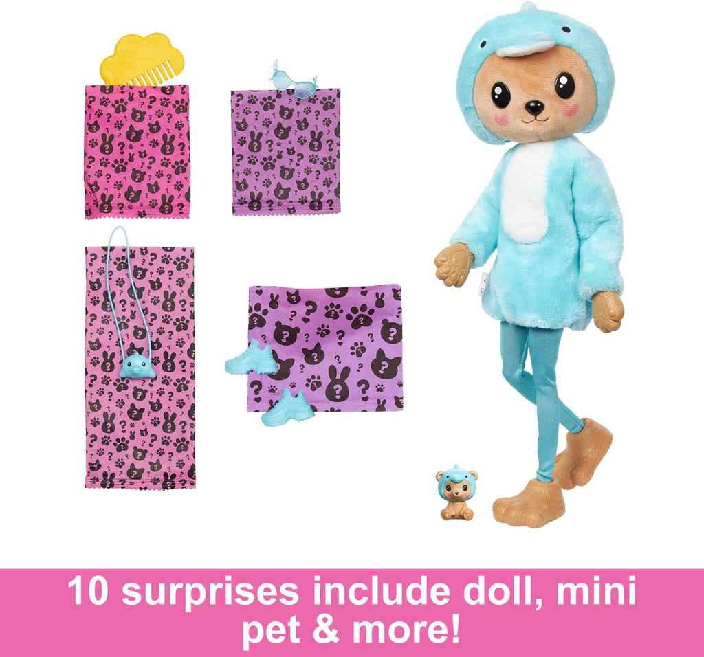Barbie Cutie Reveal Doll - Teddy Bear in Dolphin Costume with 10 Surprises